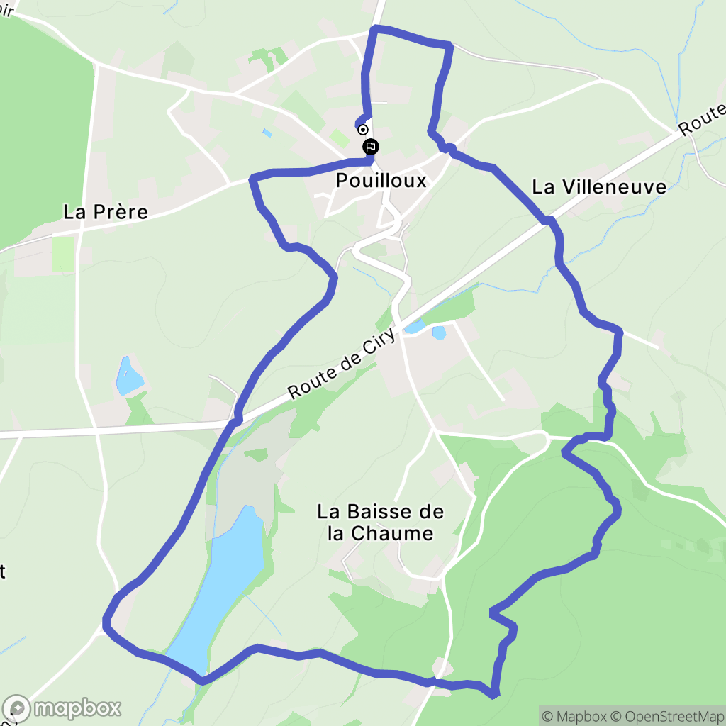 Pouilloux : carte du parcours de randonnée - France