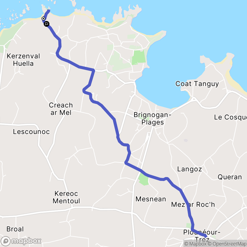 Plounéour-Brignogan-plages : carte du parcours de randonnée - France