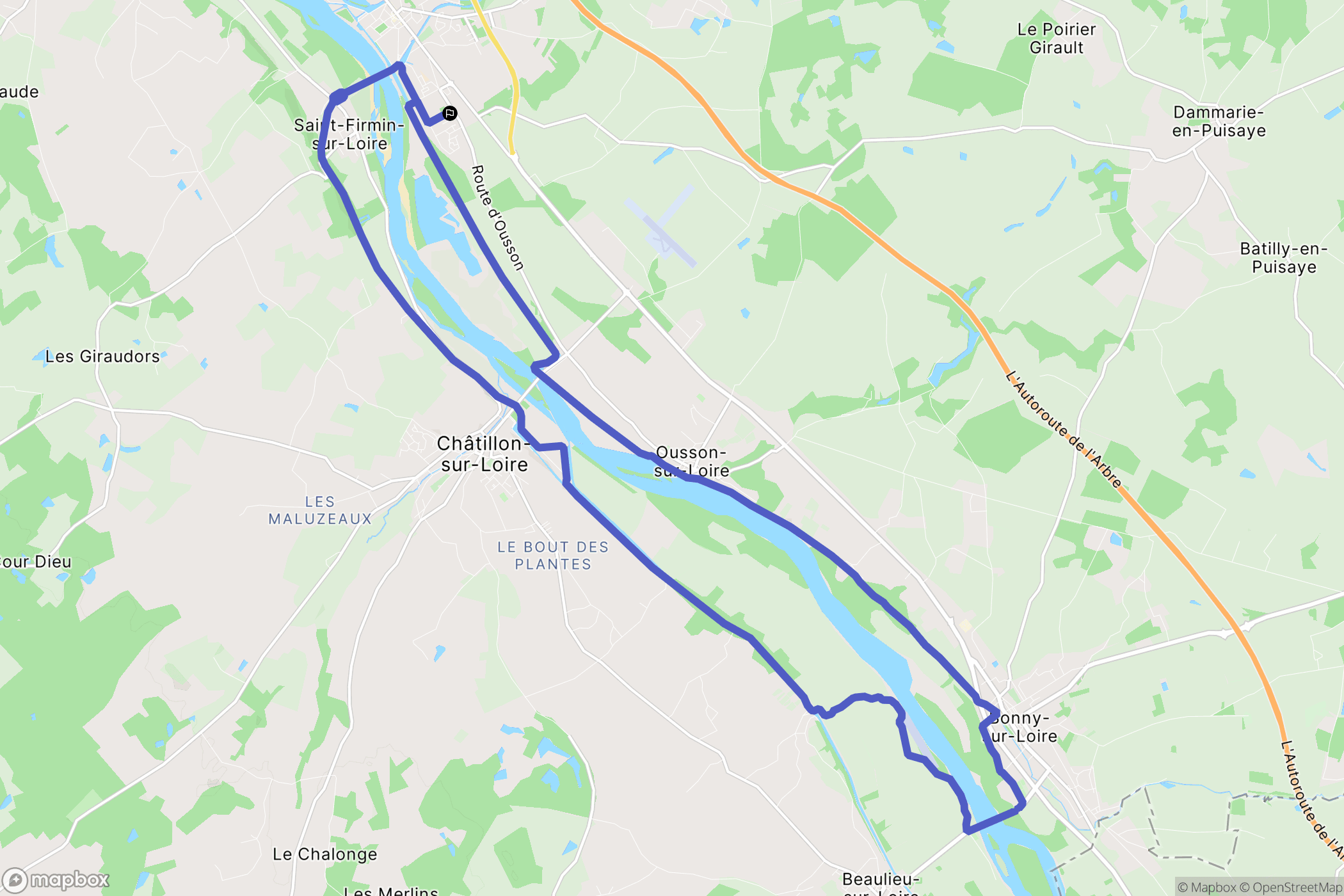 Briare : carte du parcours de randonnée - France