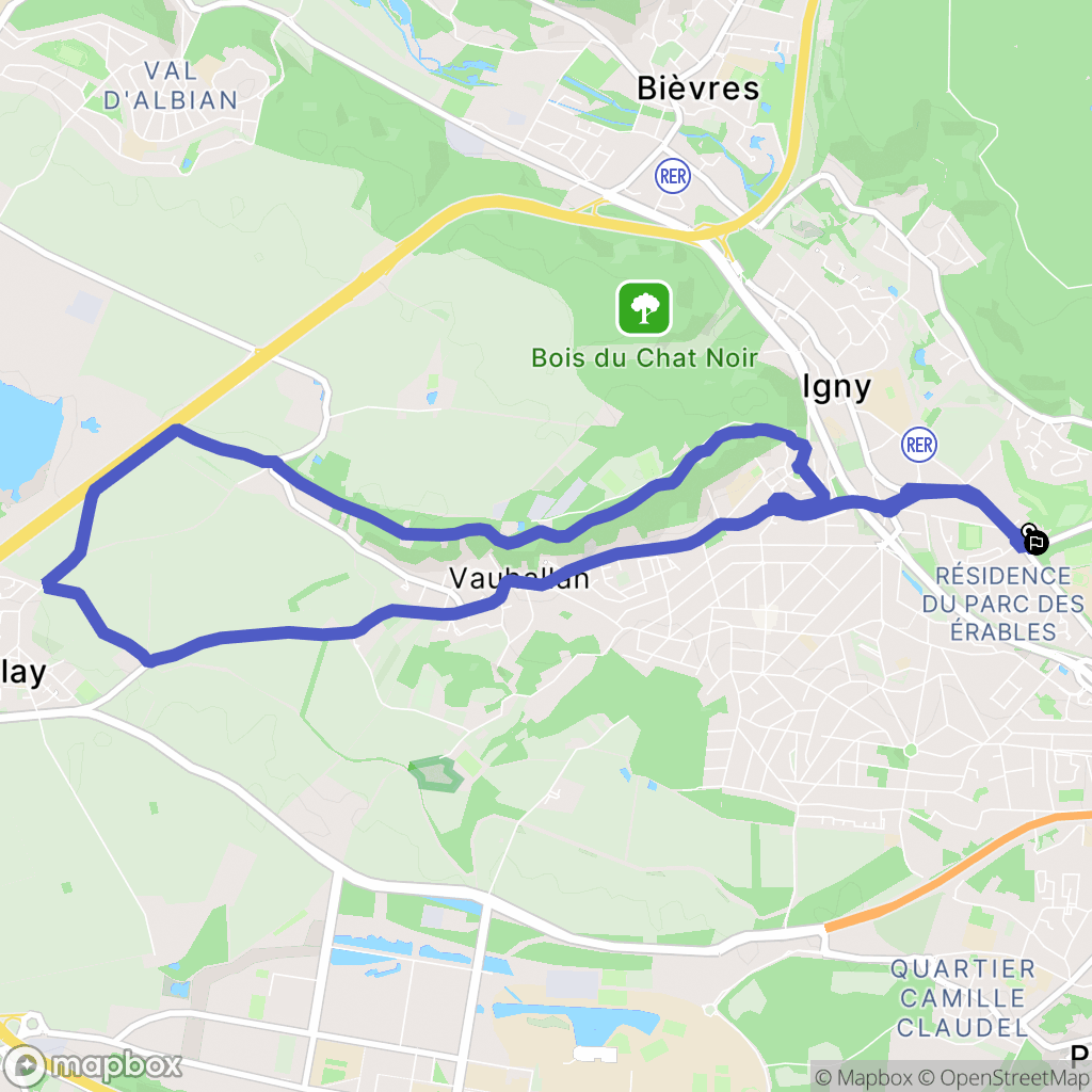 Igny : carte du parcours de randonnée - France