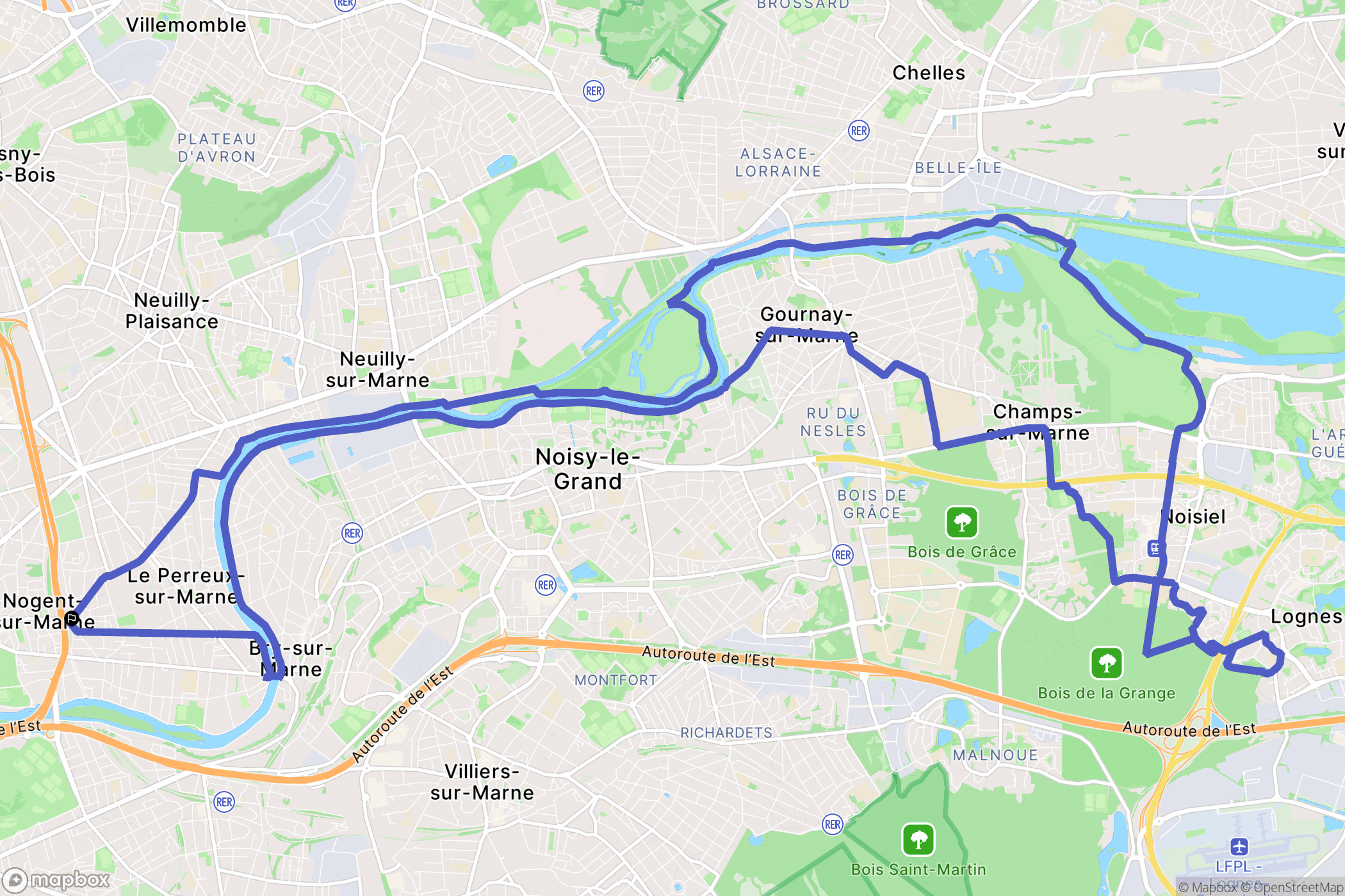 Le Perreux-sur-Marne : carte du parcours de randonnée - France