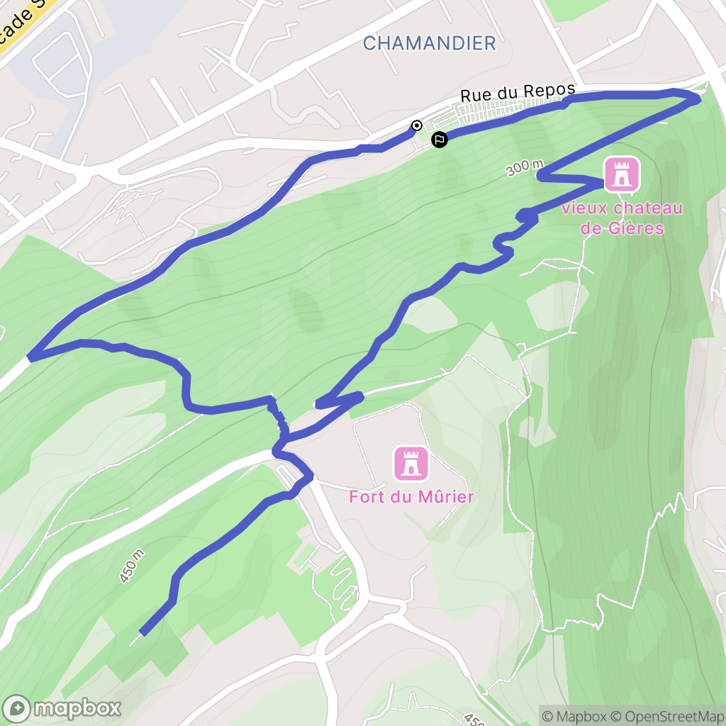 Gières : carte du parcours de randonnée - France