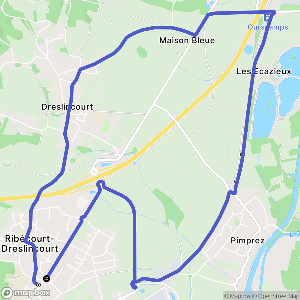 Ribécourt-Dreslincourt : carte du parcours de randonnée - France