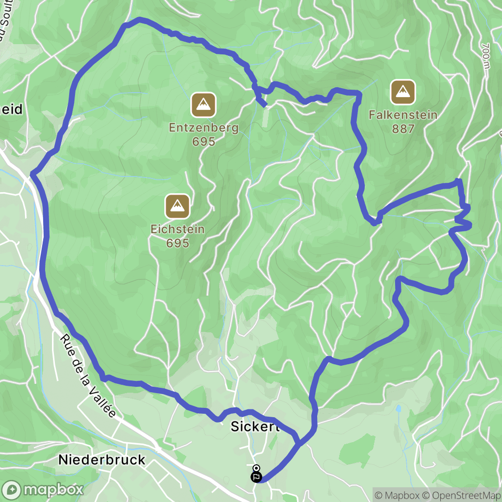 Sickert : carte du parcours de randonnée - France