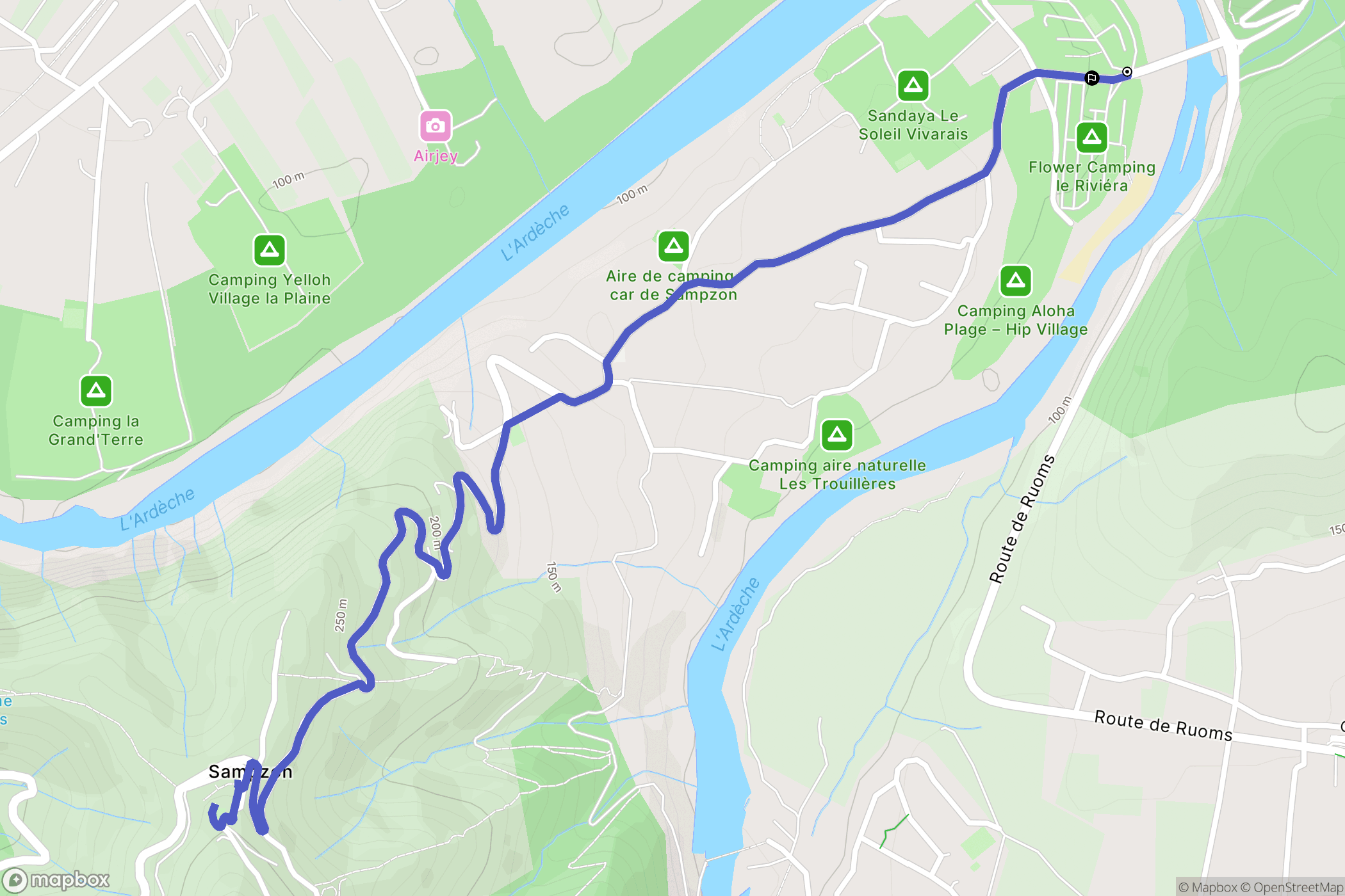 Sampzon : carte du parcours de randonnée - France