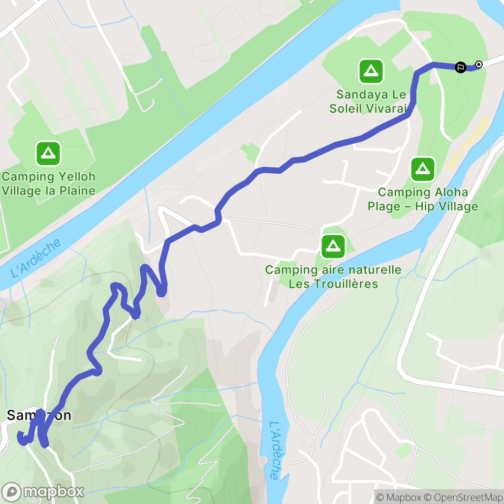 Sampzon : carte du parcours de randonnée - France
