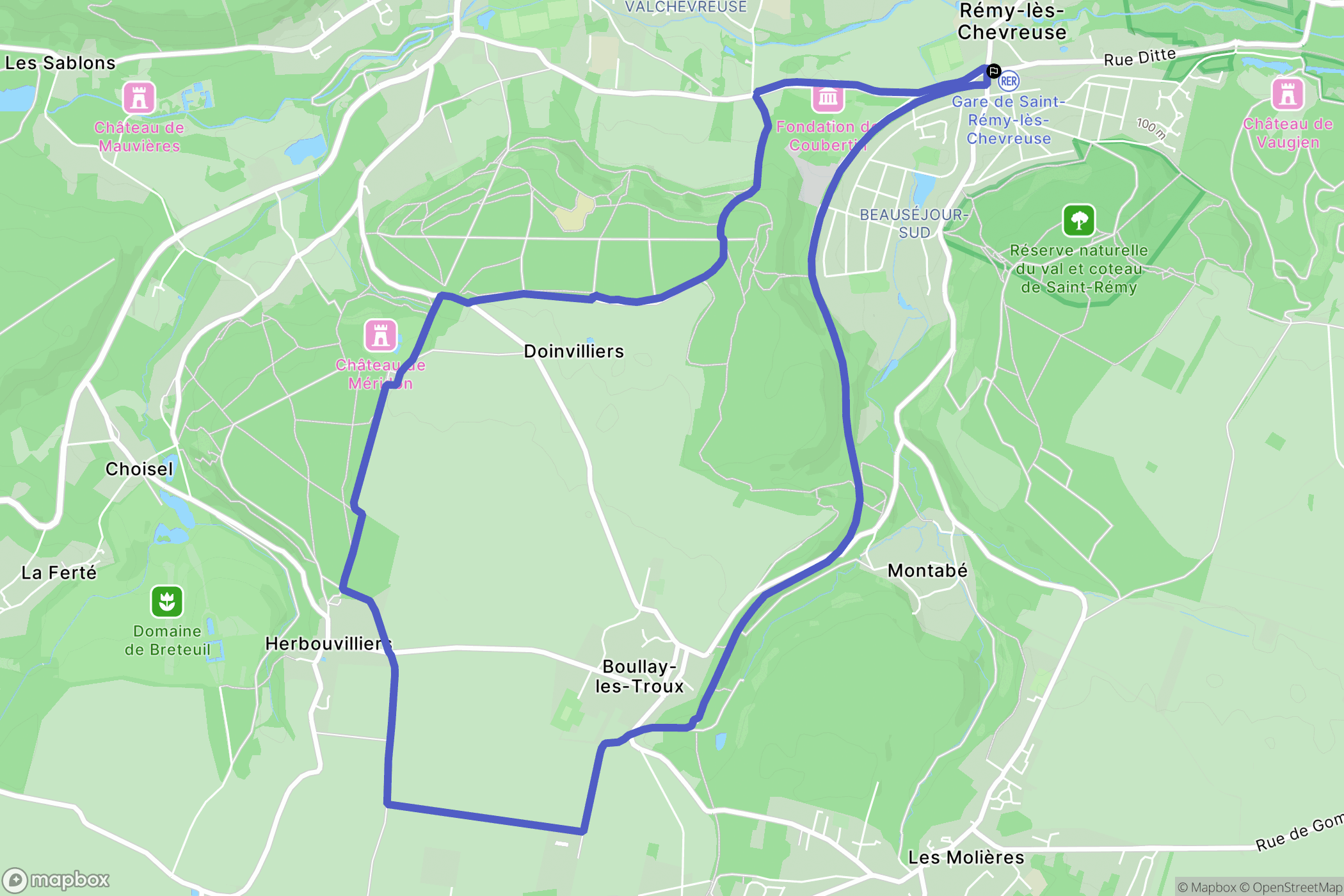 Saint-Rémy-lès-Chevreuse : carte du parcours de randonnée - France