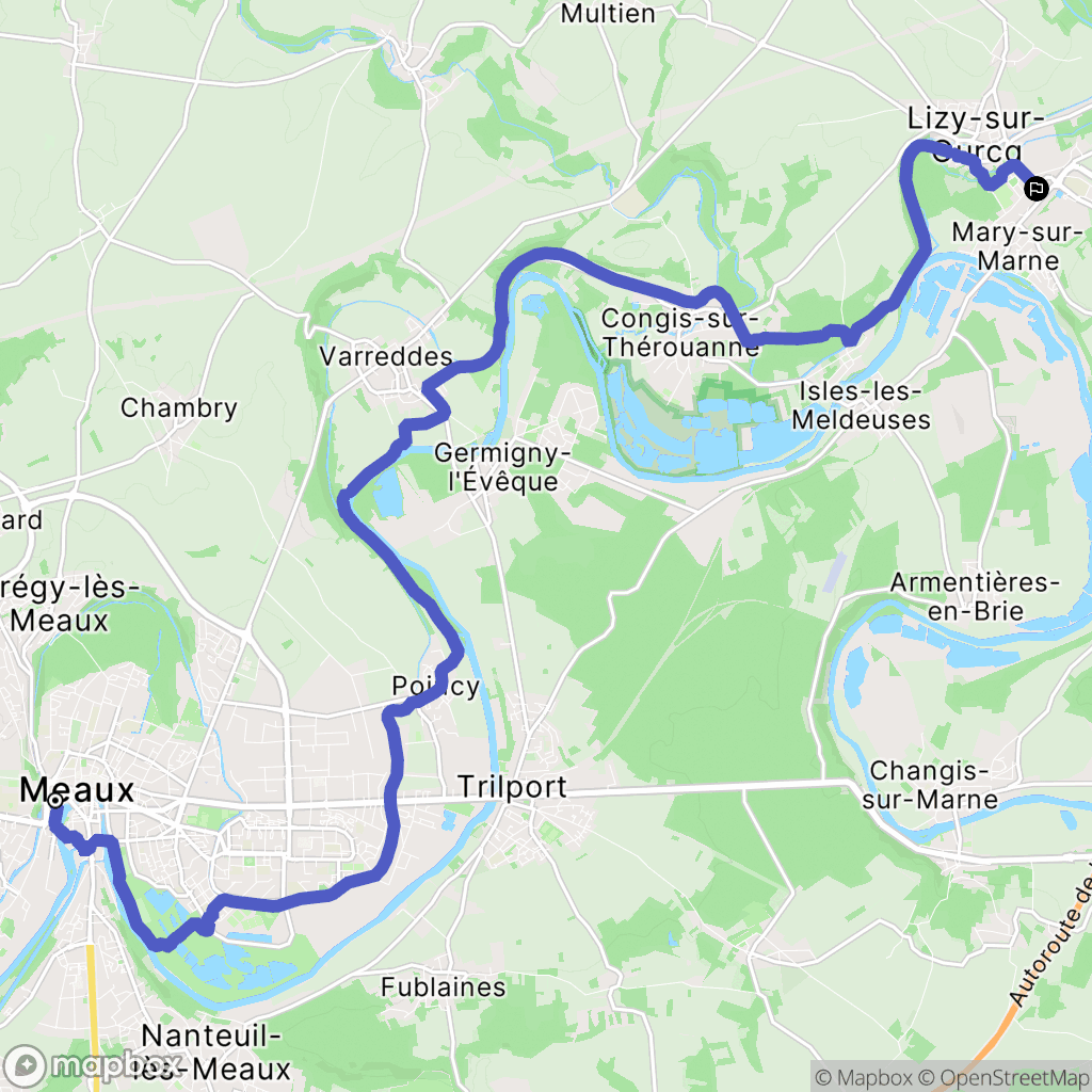 Meaux : carte du parcours de randonnée - France