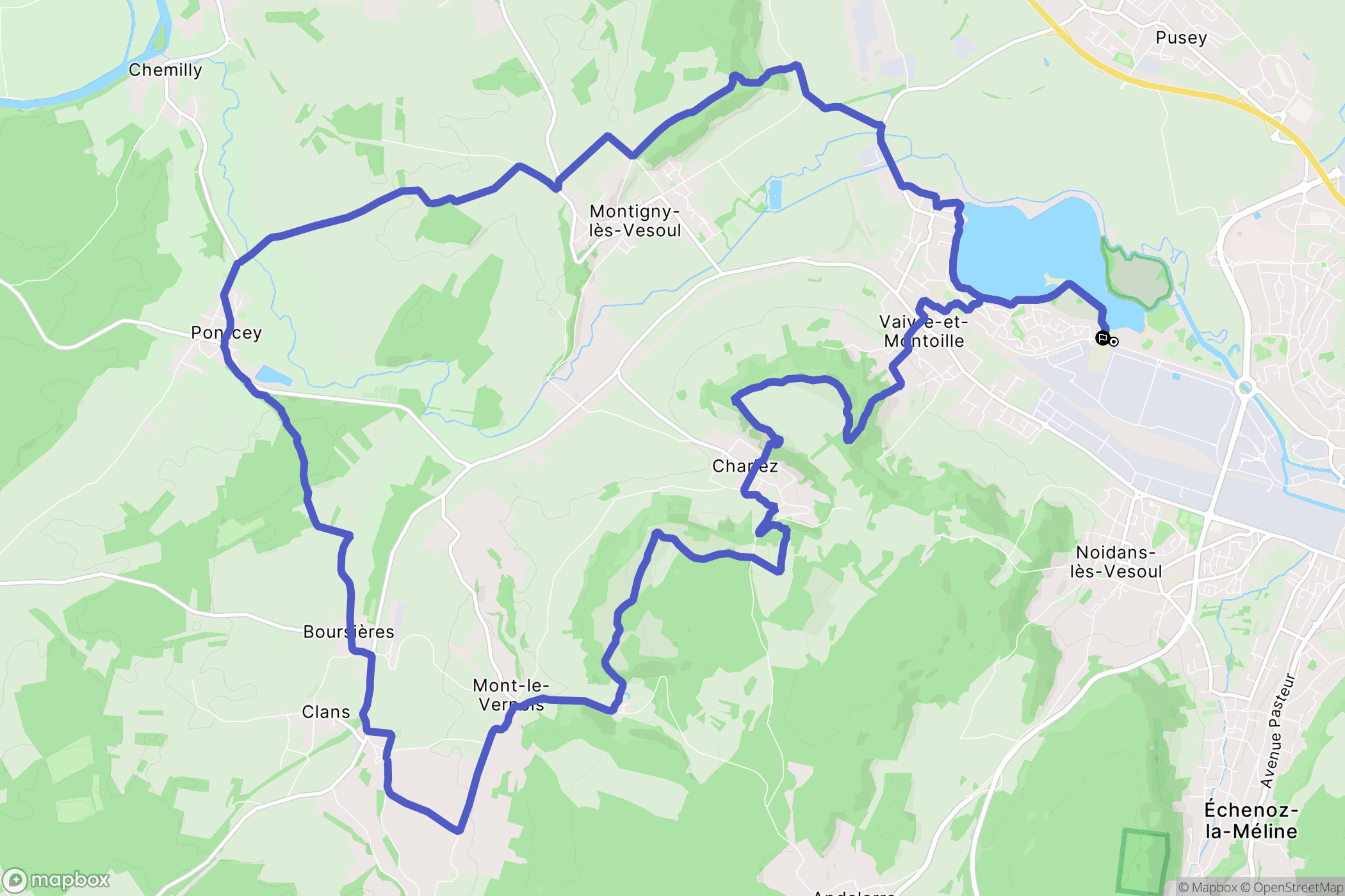 Vaivre-et-Montoille : carte du parcours de randonnée - France
