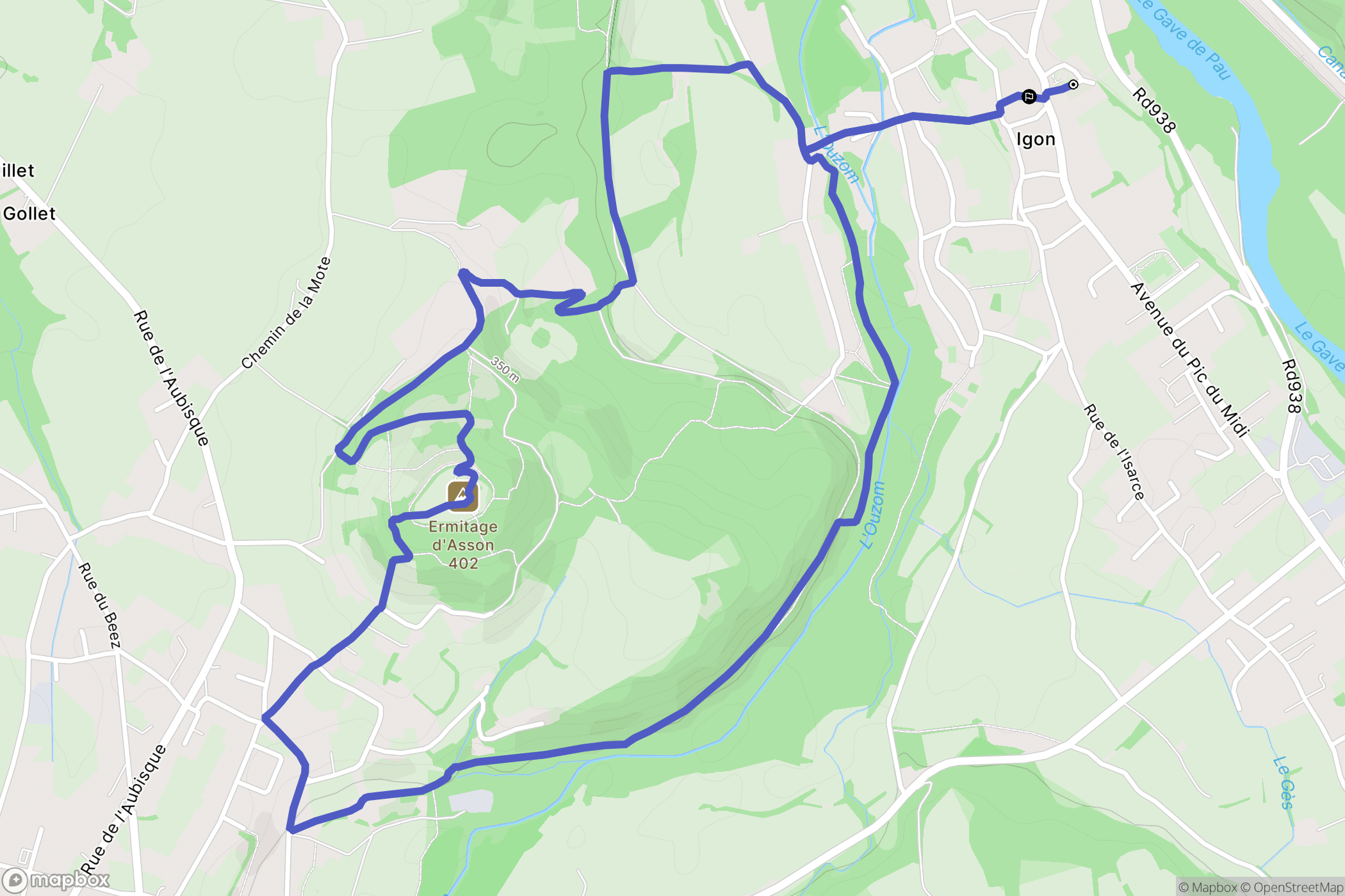 Igon : carte du parcours de randonnée - France