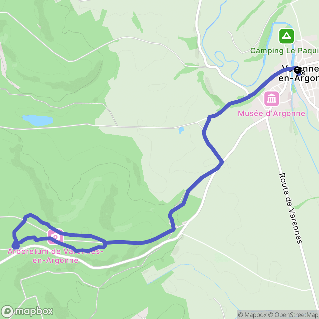 Varennes-en-Argonne : carte du parcours de randonnée - France