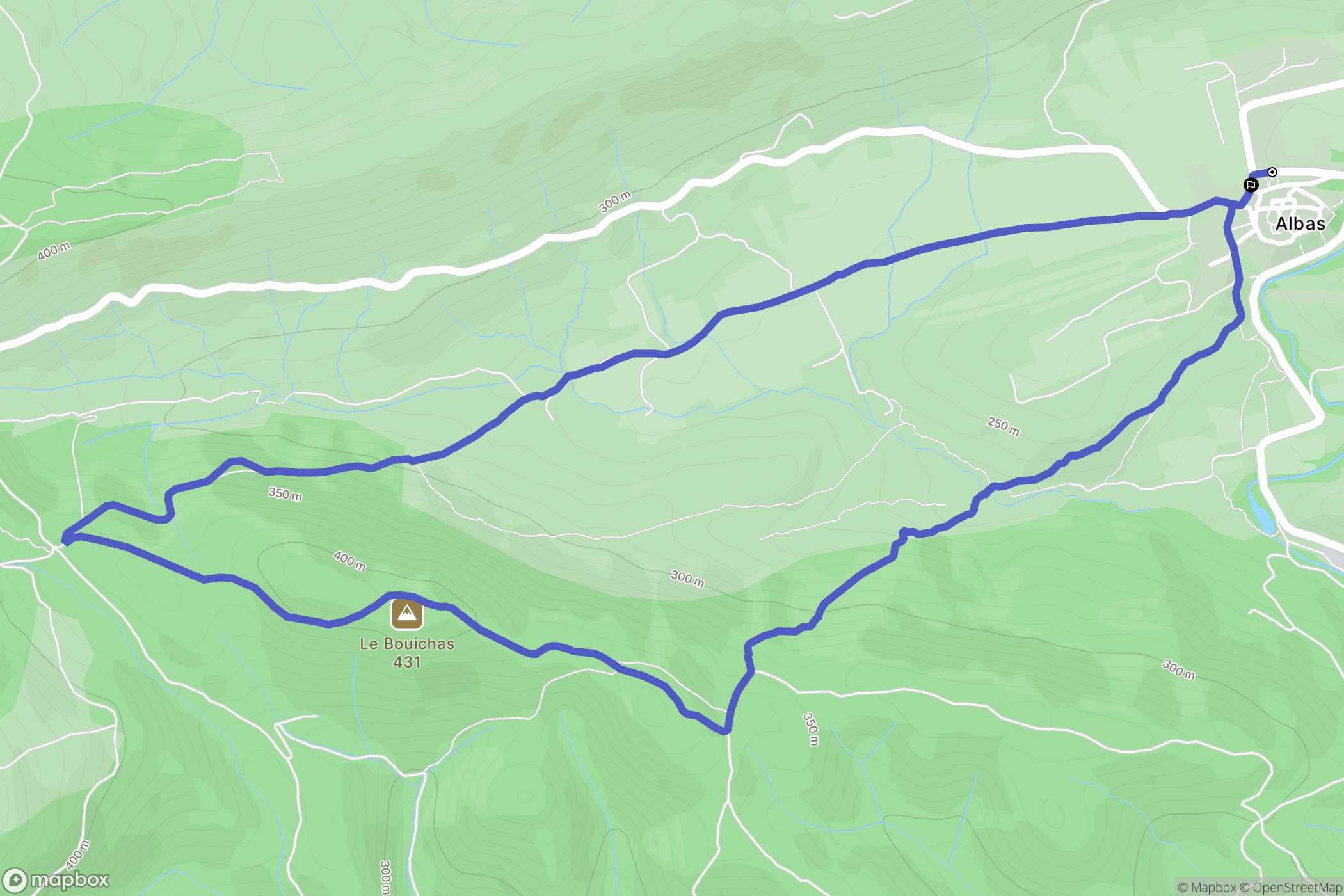 Albas : carte du parcours de randonnée - France