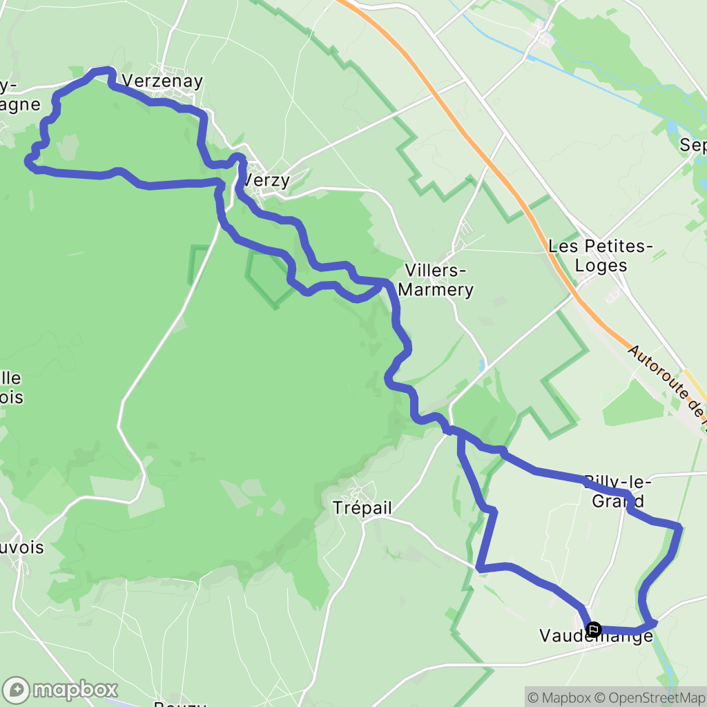 Vaudemange : carte du parcours de randonnée - France