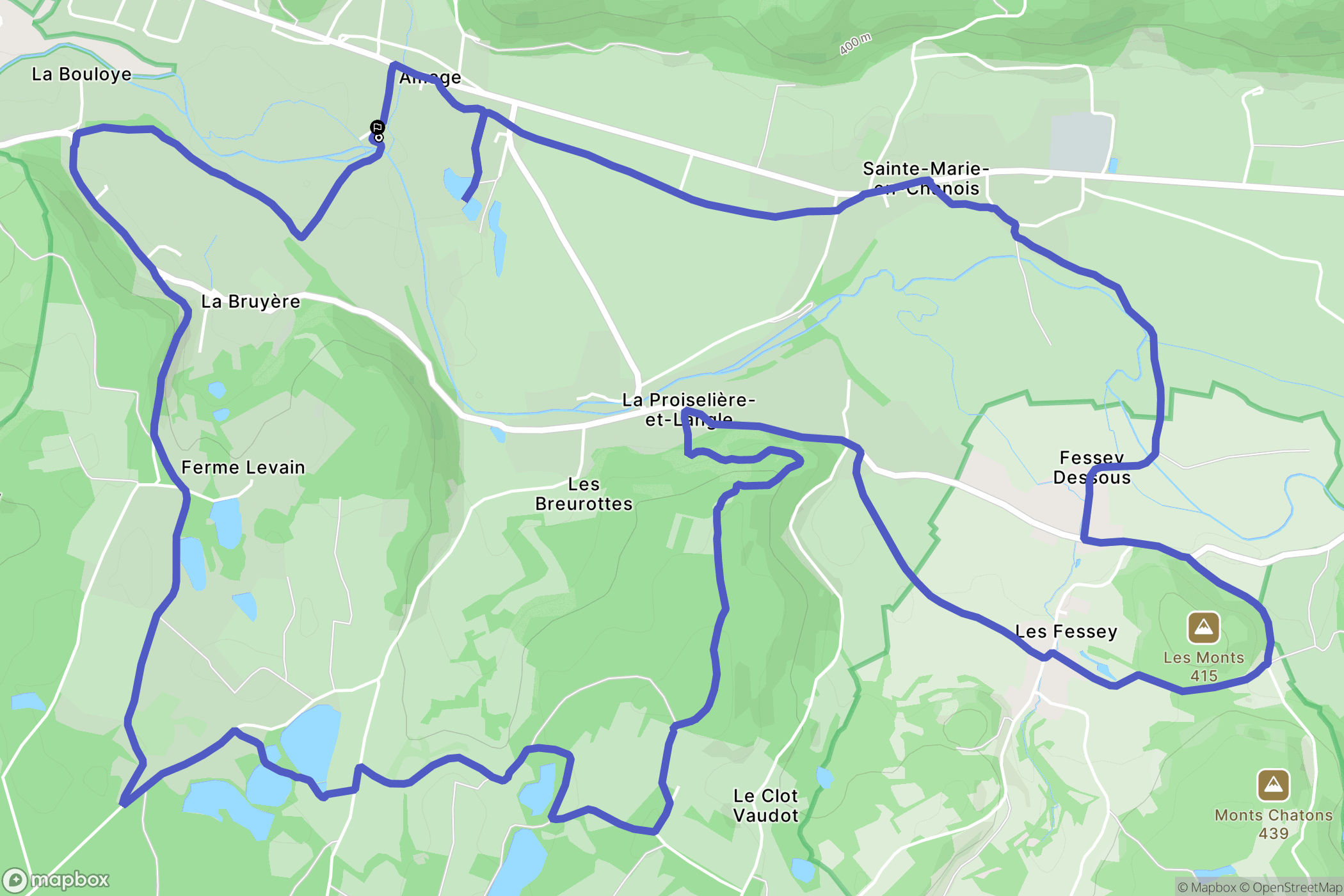 Amage : carte du parcours de randonnée - France