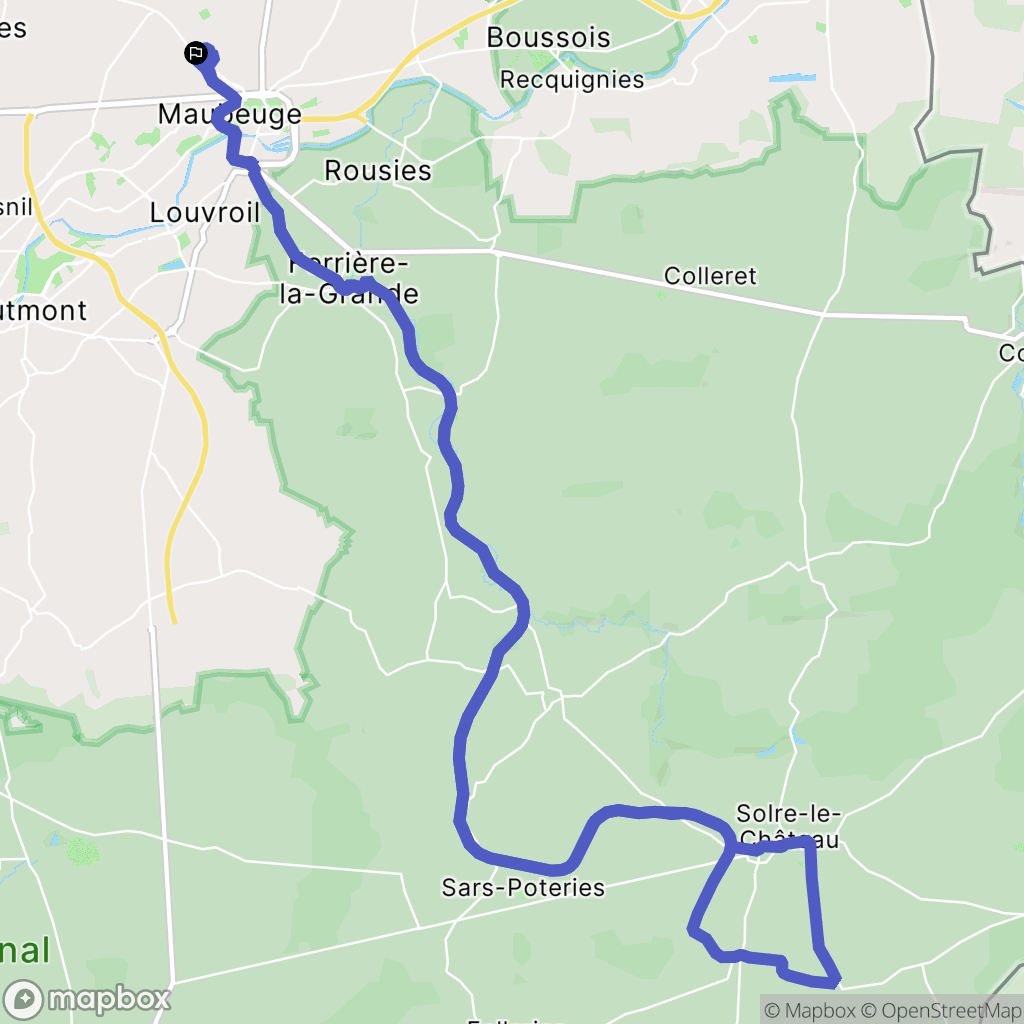 Maubeuge : carte du parcours de randonnée - France