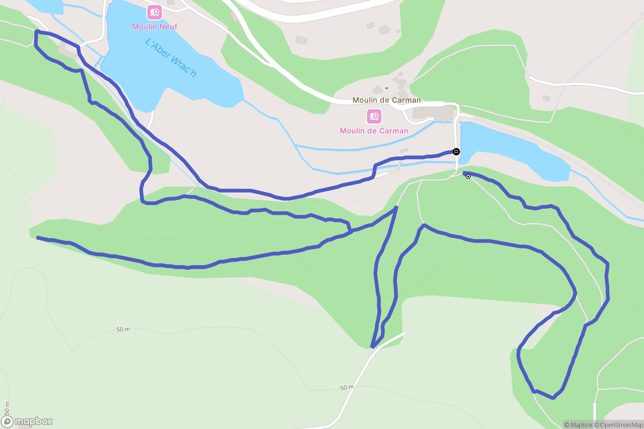 Kernilis : carte du parcours de randonnée - France