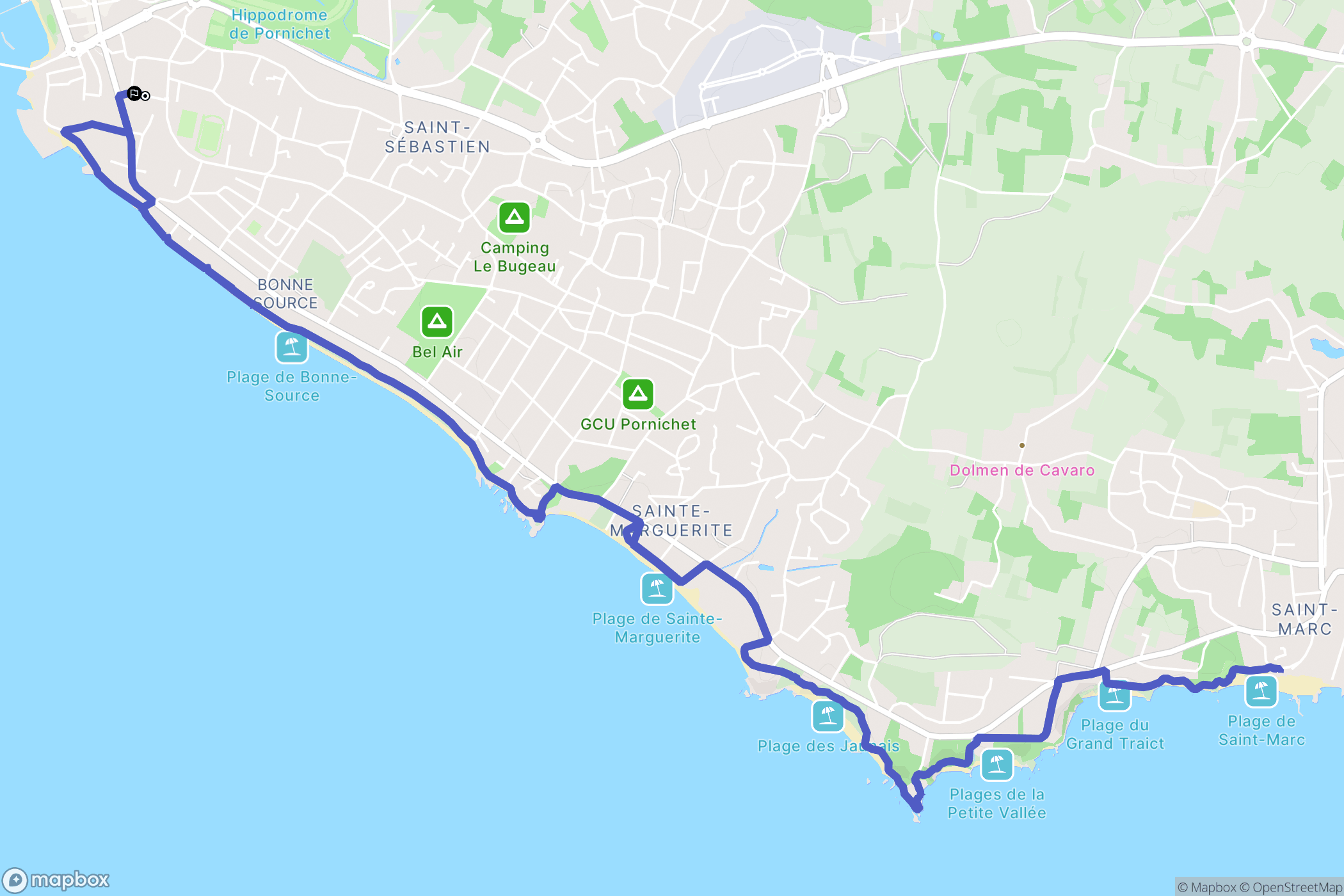 Pornichet : carte du parcours de randonnée - France