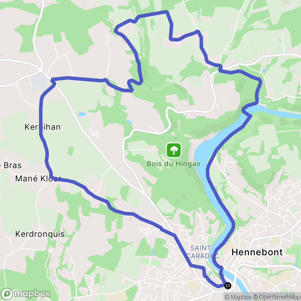 Hennebont : carte du parcours de randonnée - France