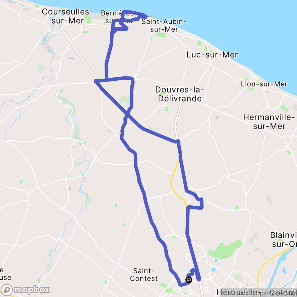 Caen : carte du parcours de randonnée - France