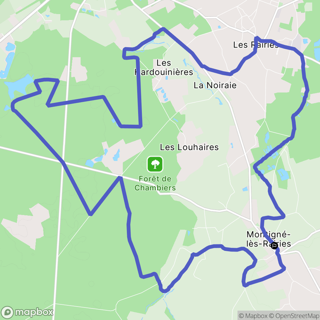 Montigné les Rairies : carte du parcours de randonnée - France