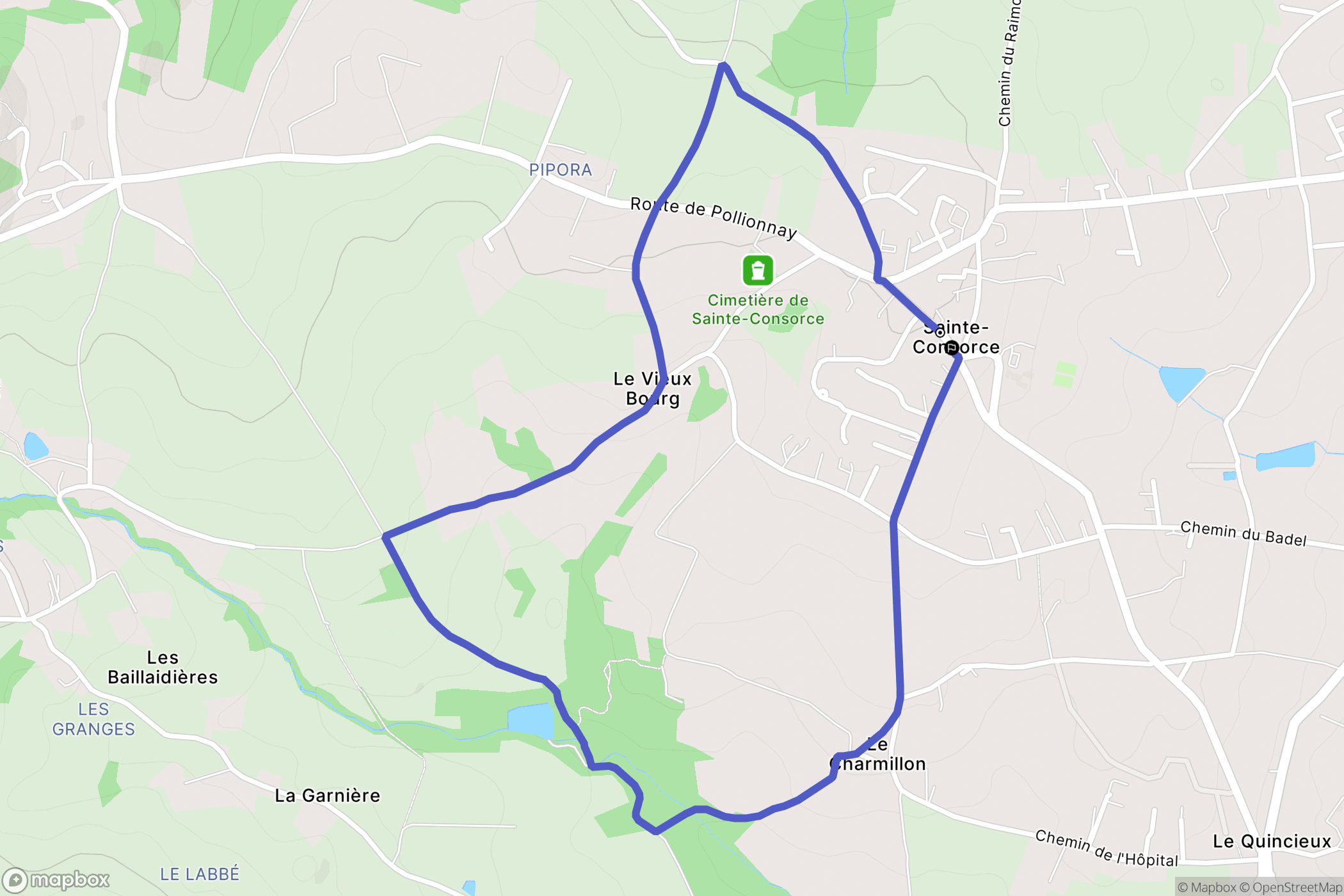Sainte-Consorce : carte du parcours de randonnée - France