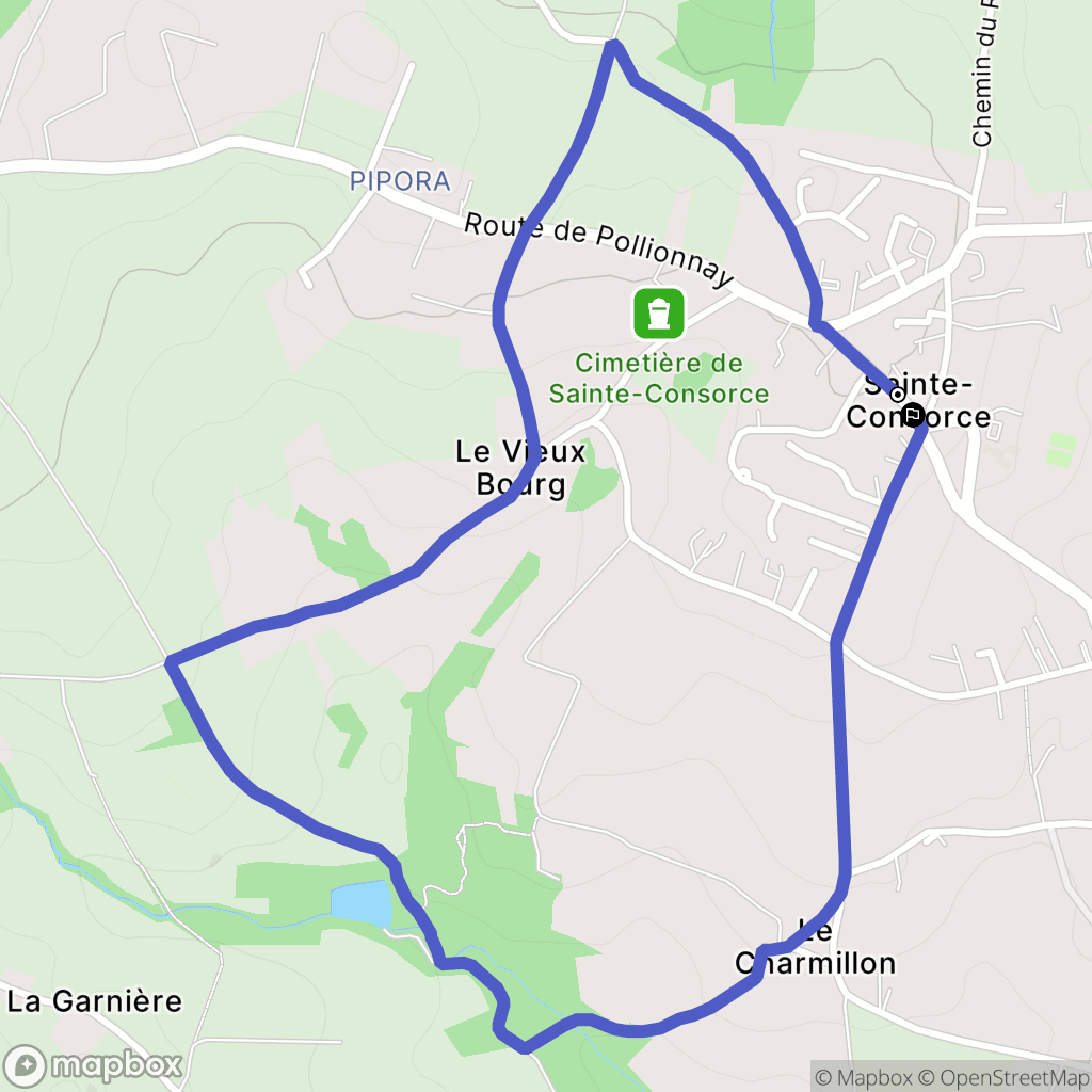 Sainte-Consorce : carte du parcours de randonnée - France