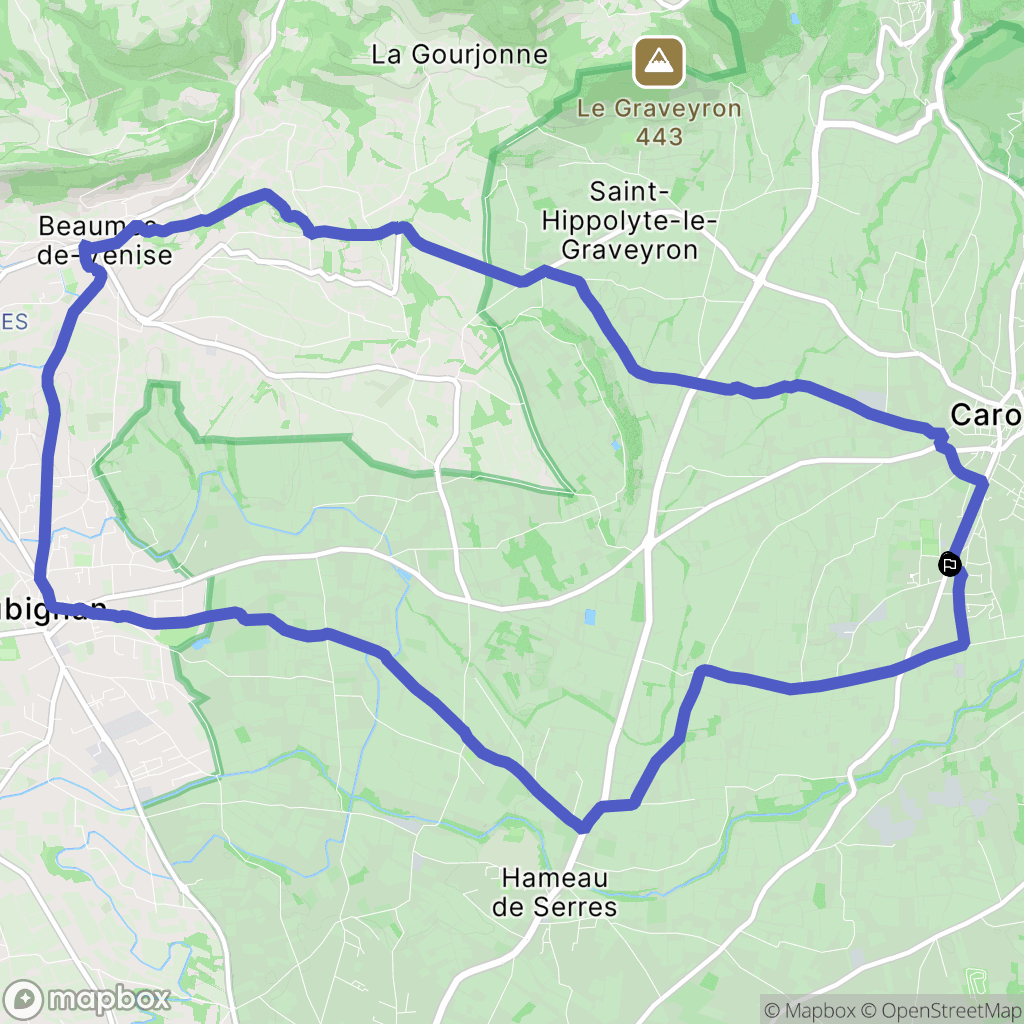 Caromb : carte du parcours de randonnée - France