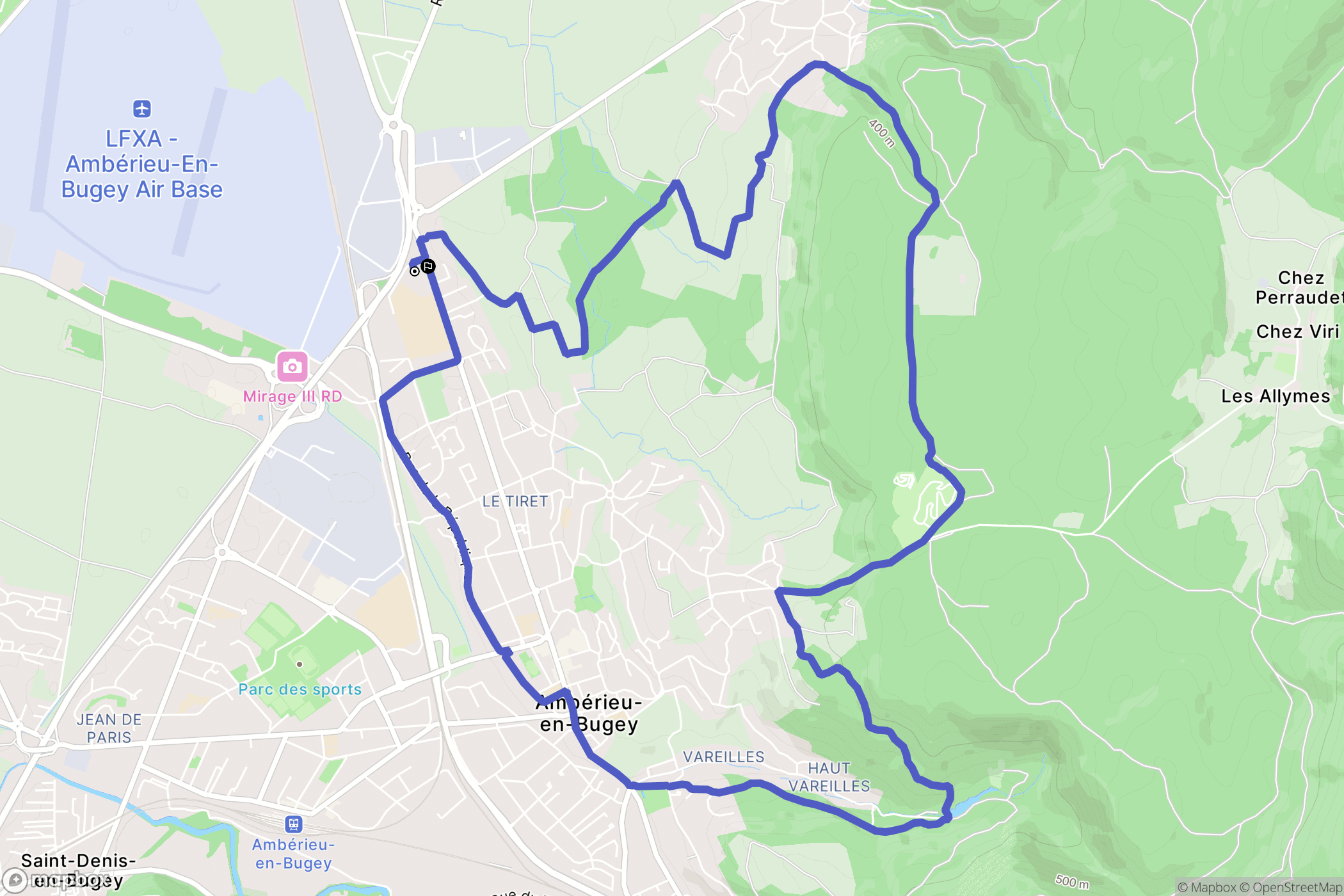 Ambérieu-en-Bugey : carte du parcours de randonnée - France