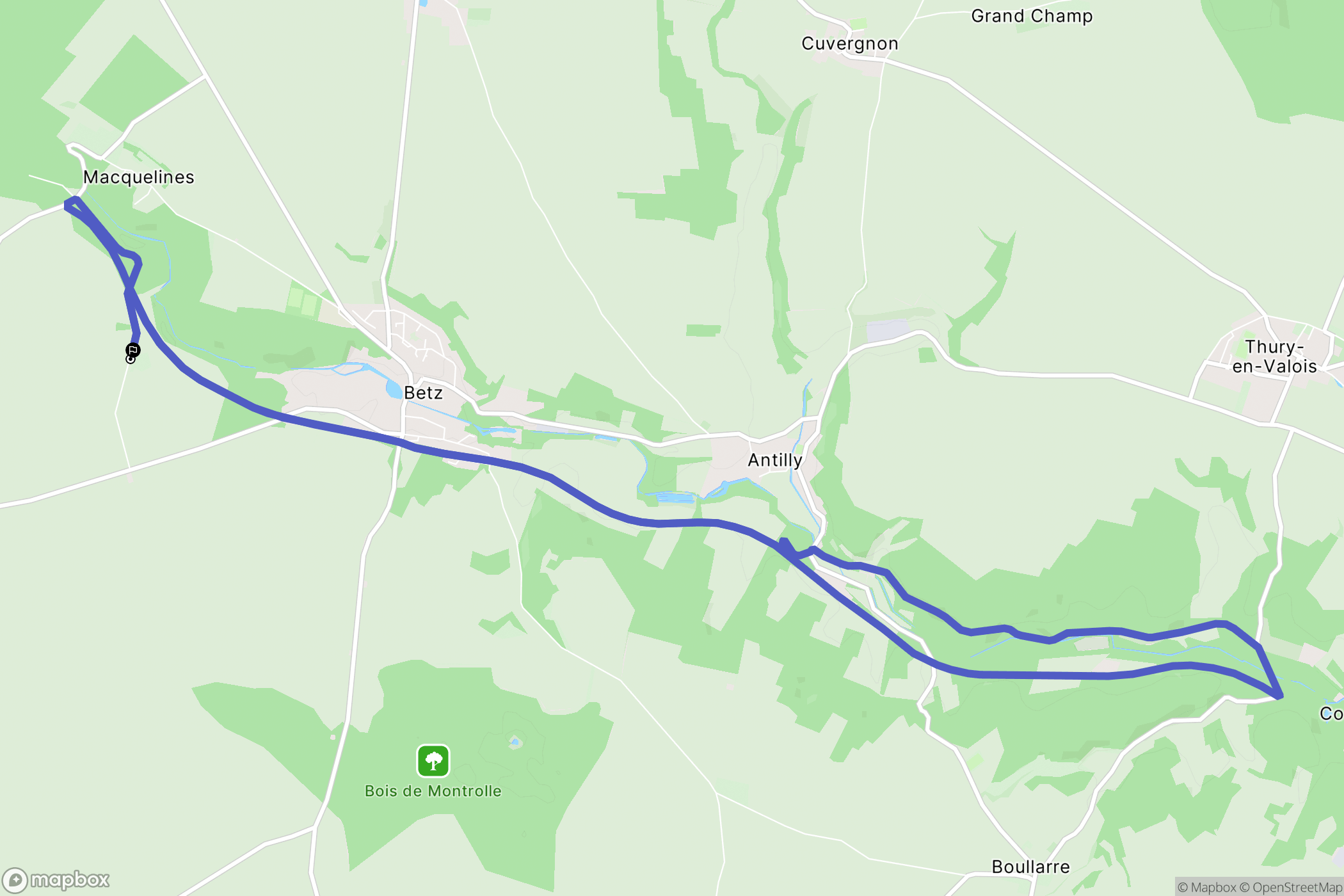 Betz : carte du parcours de randonnée - France