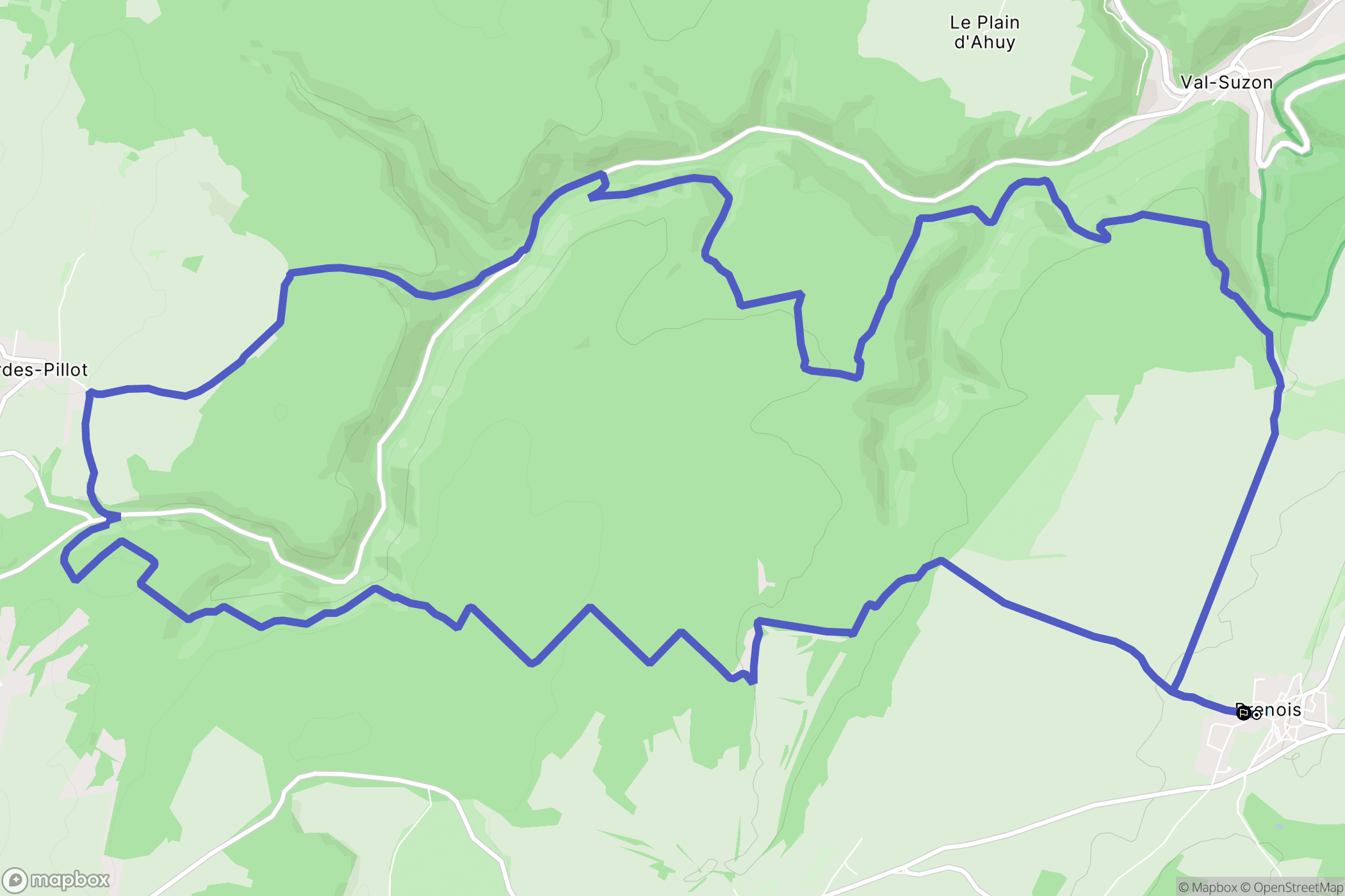 Prenois : carte du parcours de randonnée - France