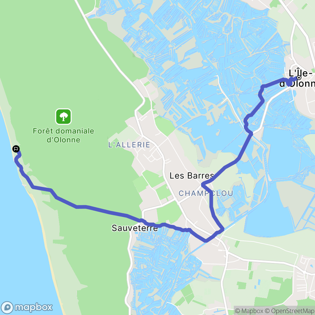 L'Île-d'Olonne : carte du parcours de randonnée - France