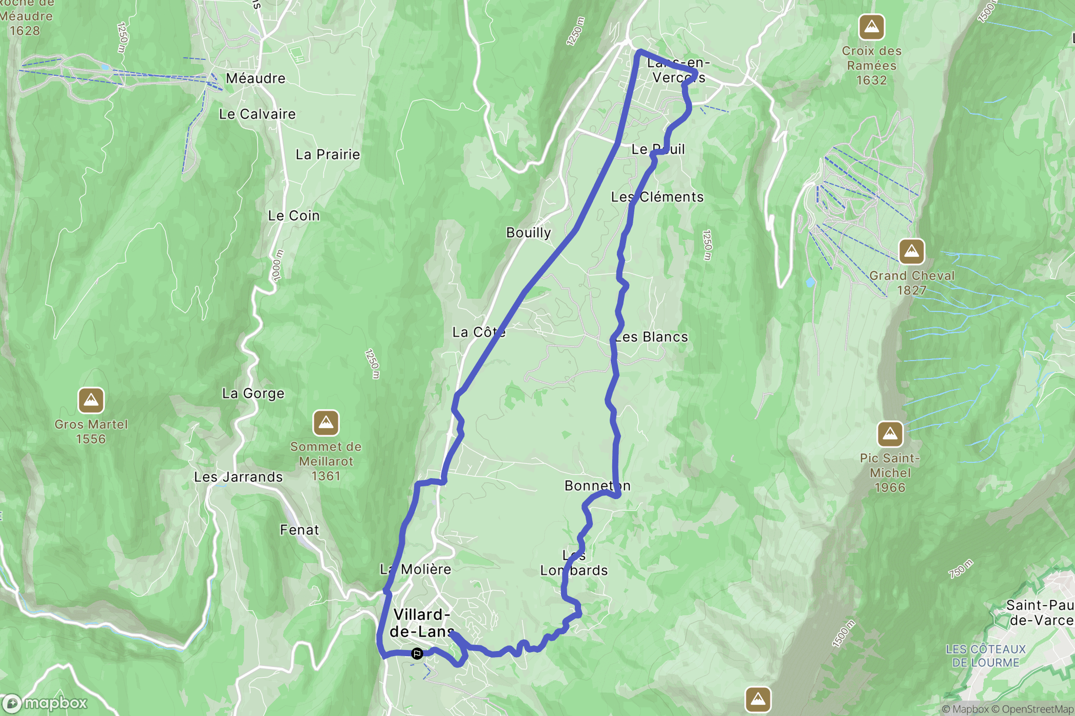 Villard-de-Lans : carte du parcours de randonnée - France