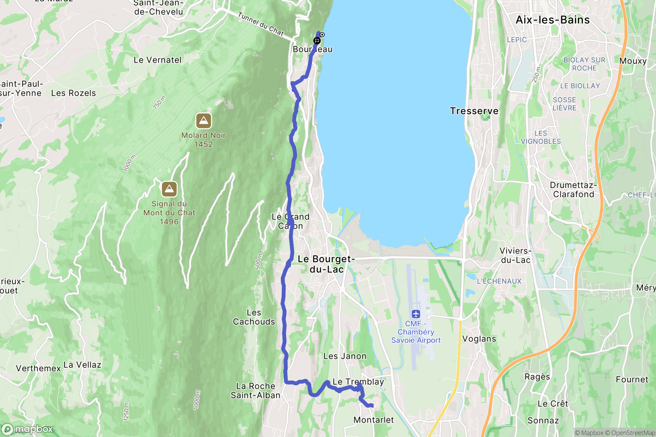 Bourdeau : carte du parcours de randonnée - France