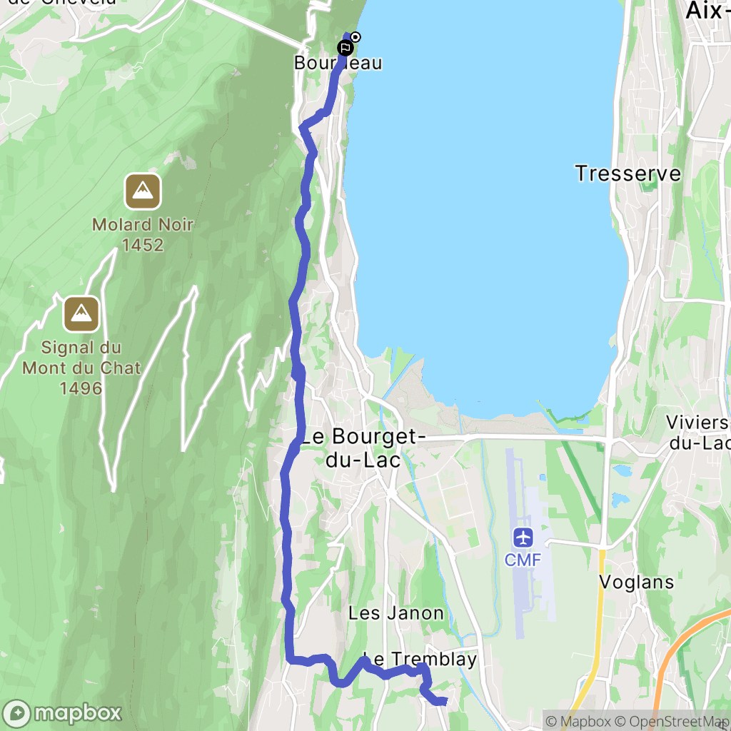 Bourdeau : carte du parcours de randonnée - France