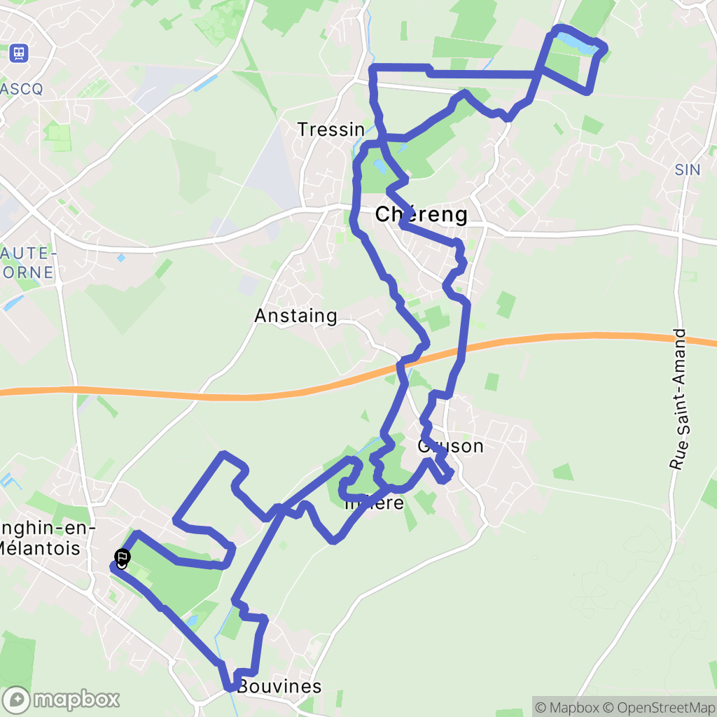Sainghin-en-Mélantois : carte du parcours de randonnée - France