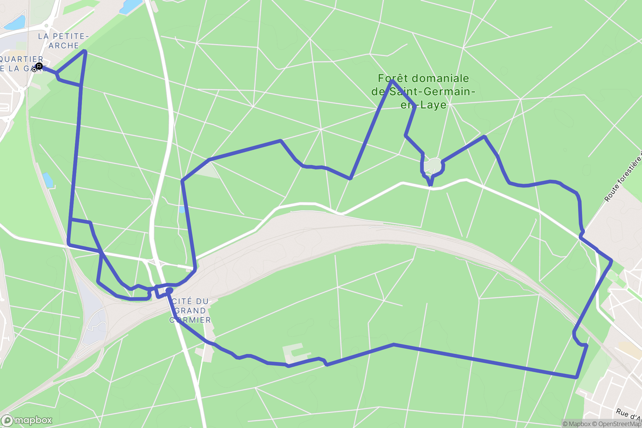 Achères : carte du parcours de randonnée - France