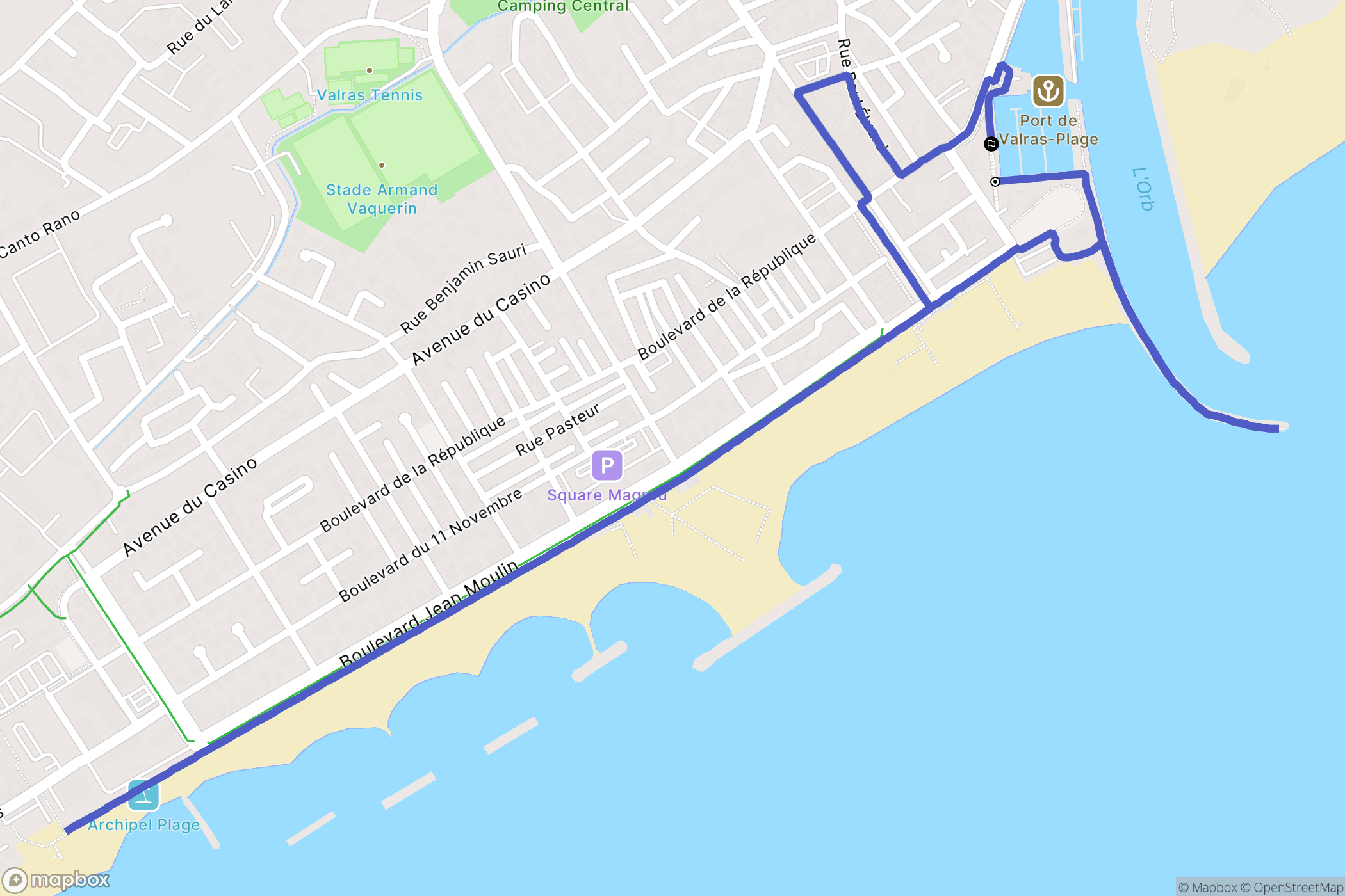 Valras-Plage : carte du parcours de randonnée - France