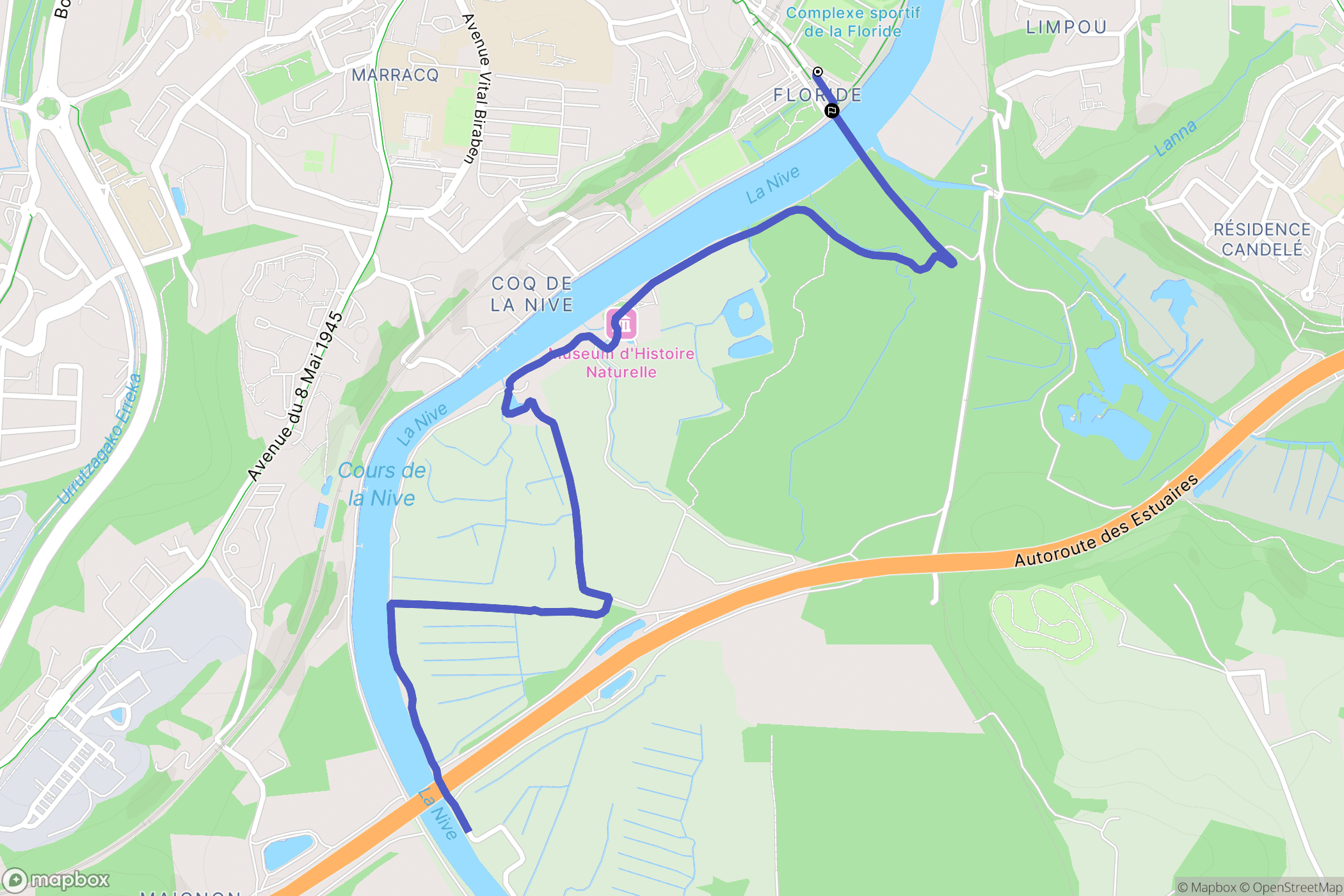 Bayonne : carte du parcours de randonnée - France