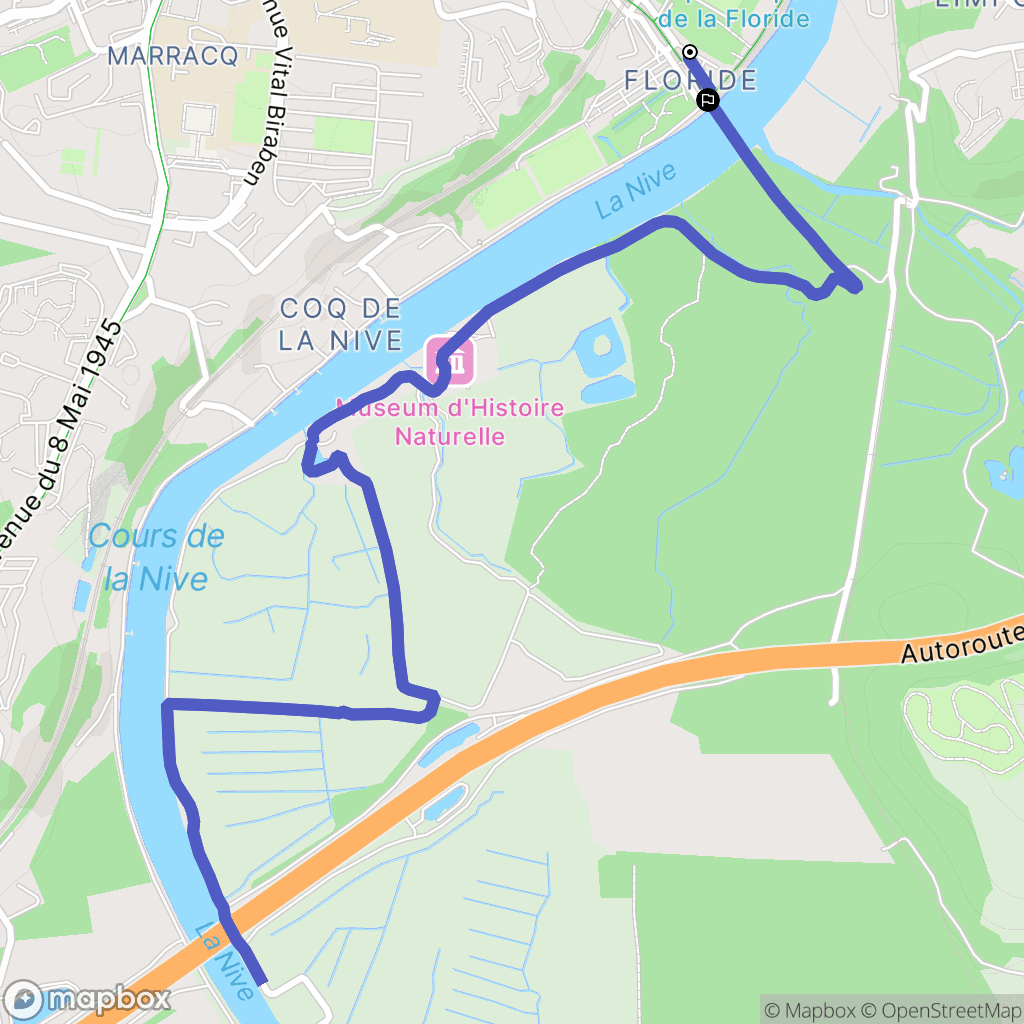Bayonne : carte du parcours de randonnée - France