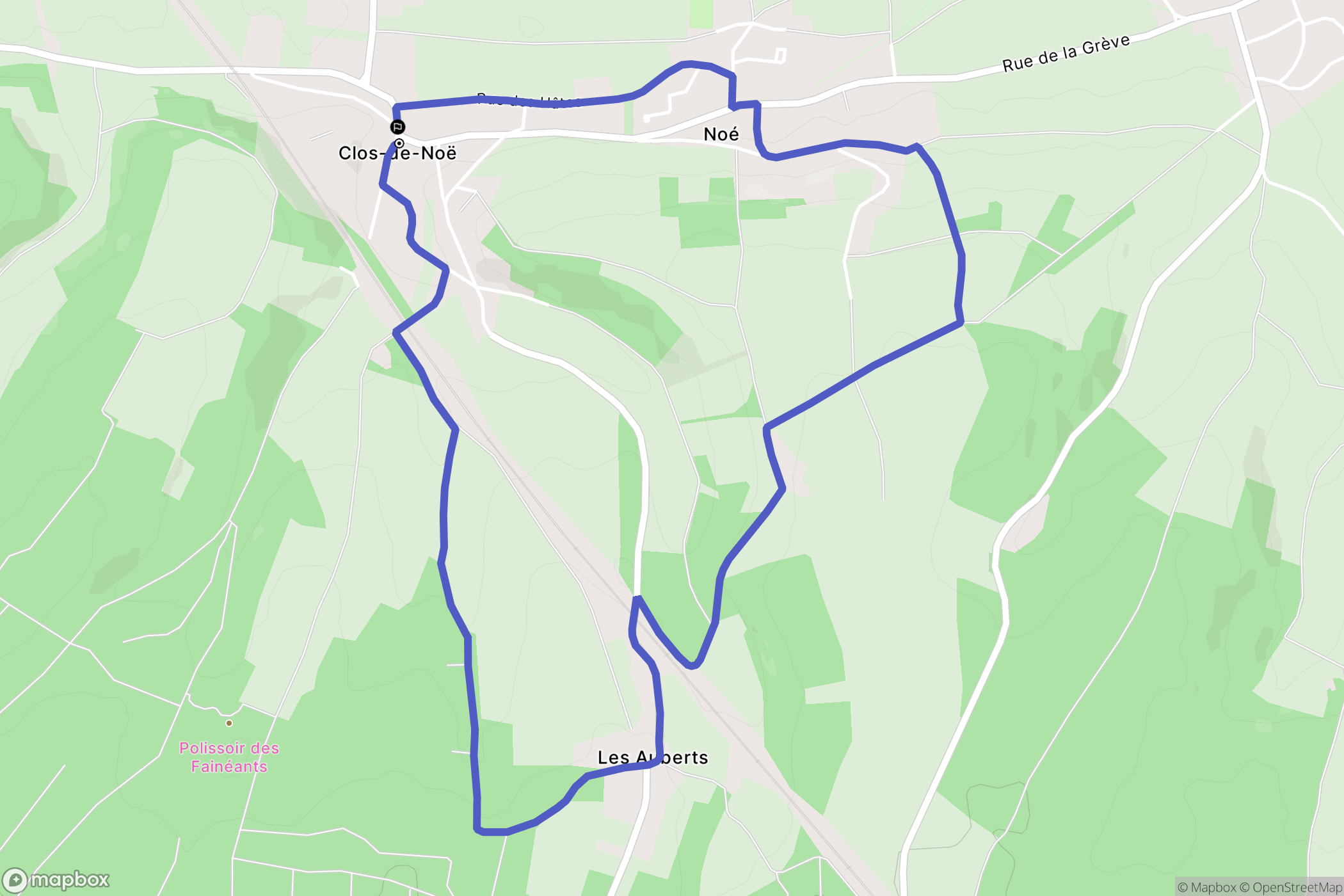 Noé : carte du parcours de randonnée - France
