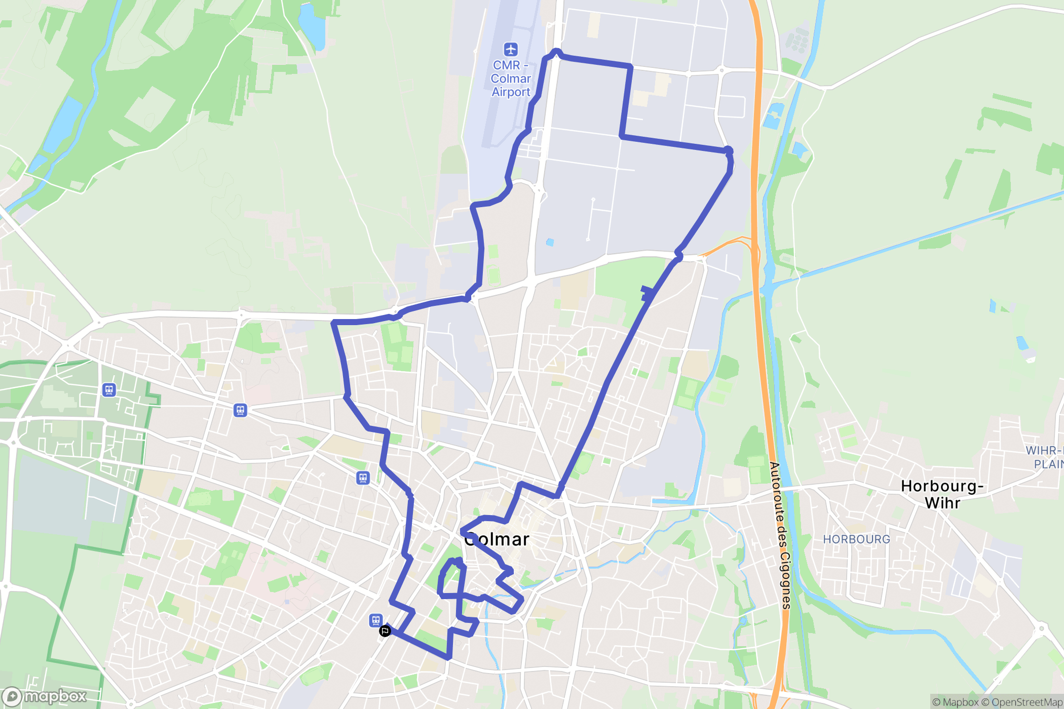 Colmar : carte du parcours de randonnée - France