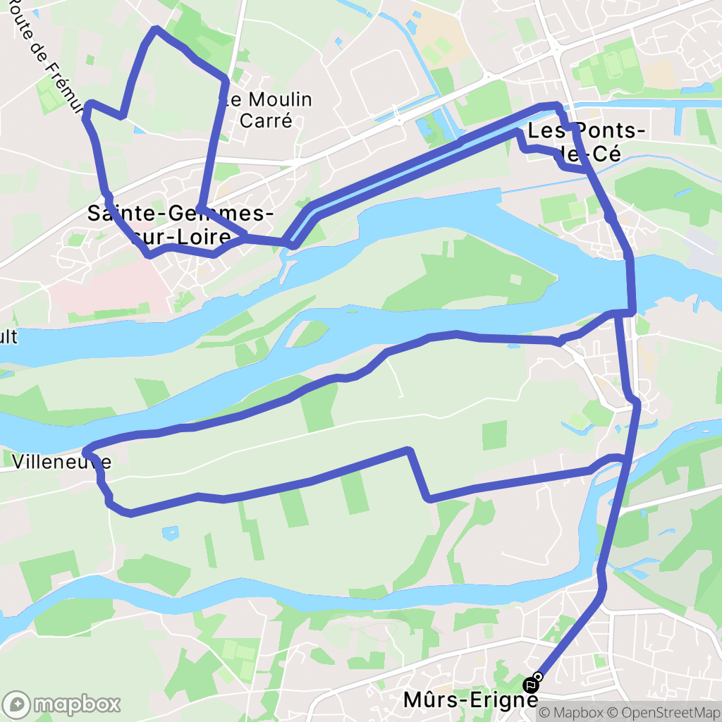 Mûrs-Erigné : carte du parcours de randonnée - France