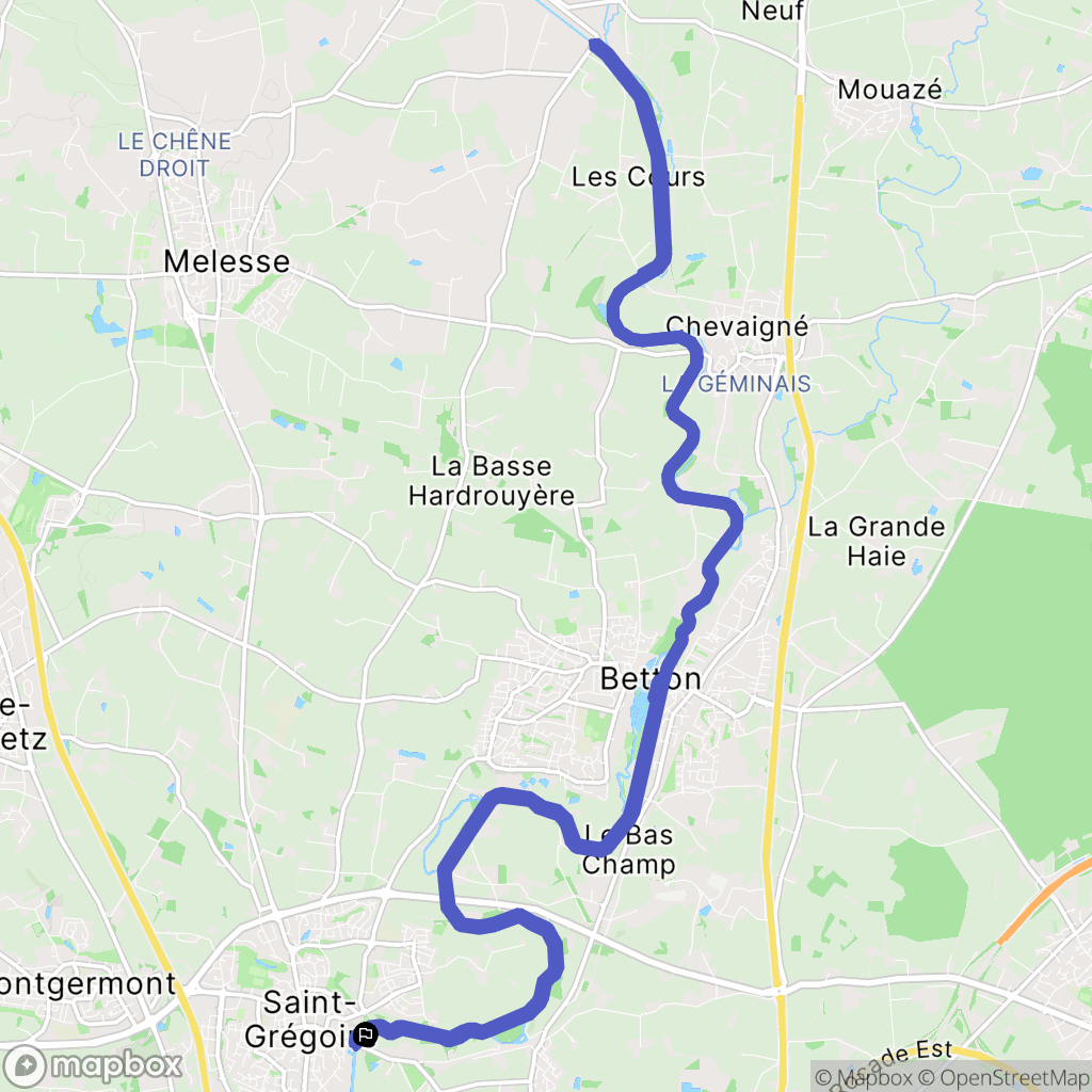 Saint-Grégoire : carte du parcours de randonnée - France
