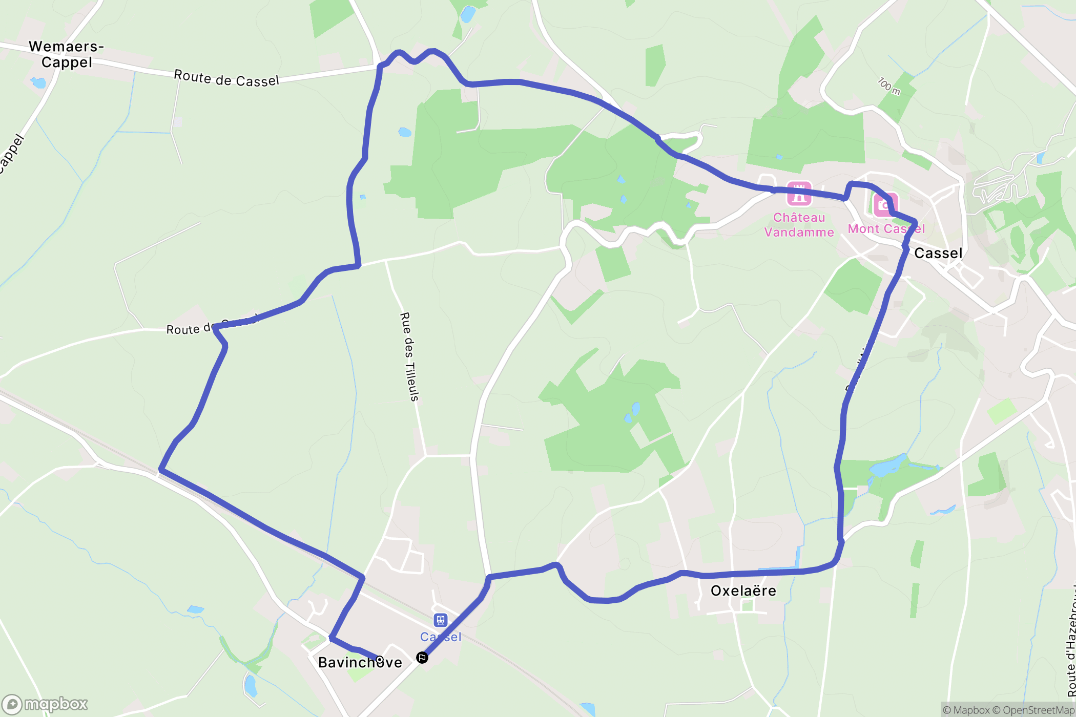 Bavinchove : carte du parcours de randonnée - France
