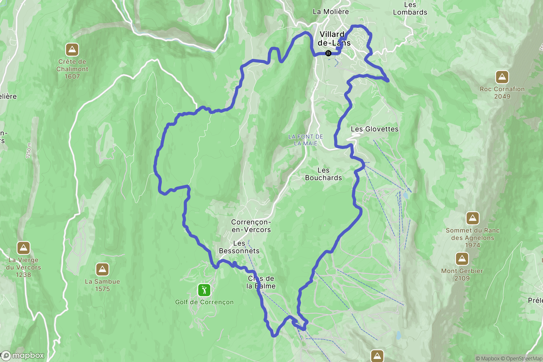 Villard-de-Lans : carte du parcours de randonnée - France