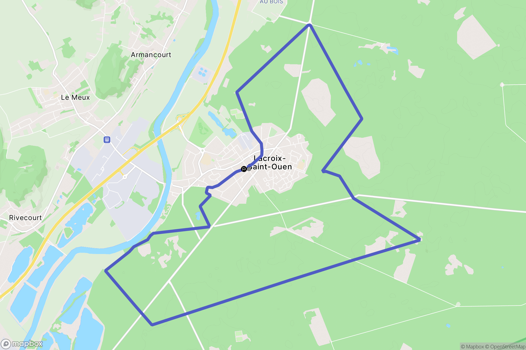 La Croix-Saint-Ouen : carte du parcours de randonnée - France