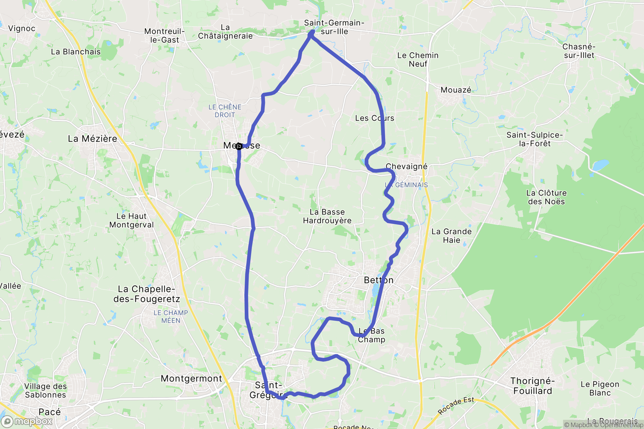 Melesse : carte du parcours de randonnée - France