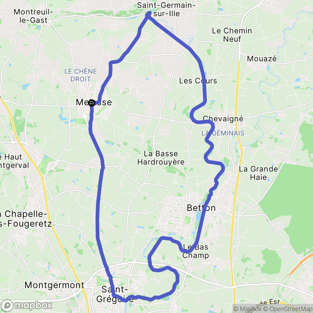 Melesse : carte du parcours de randonnée - France