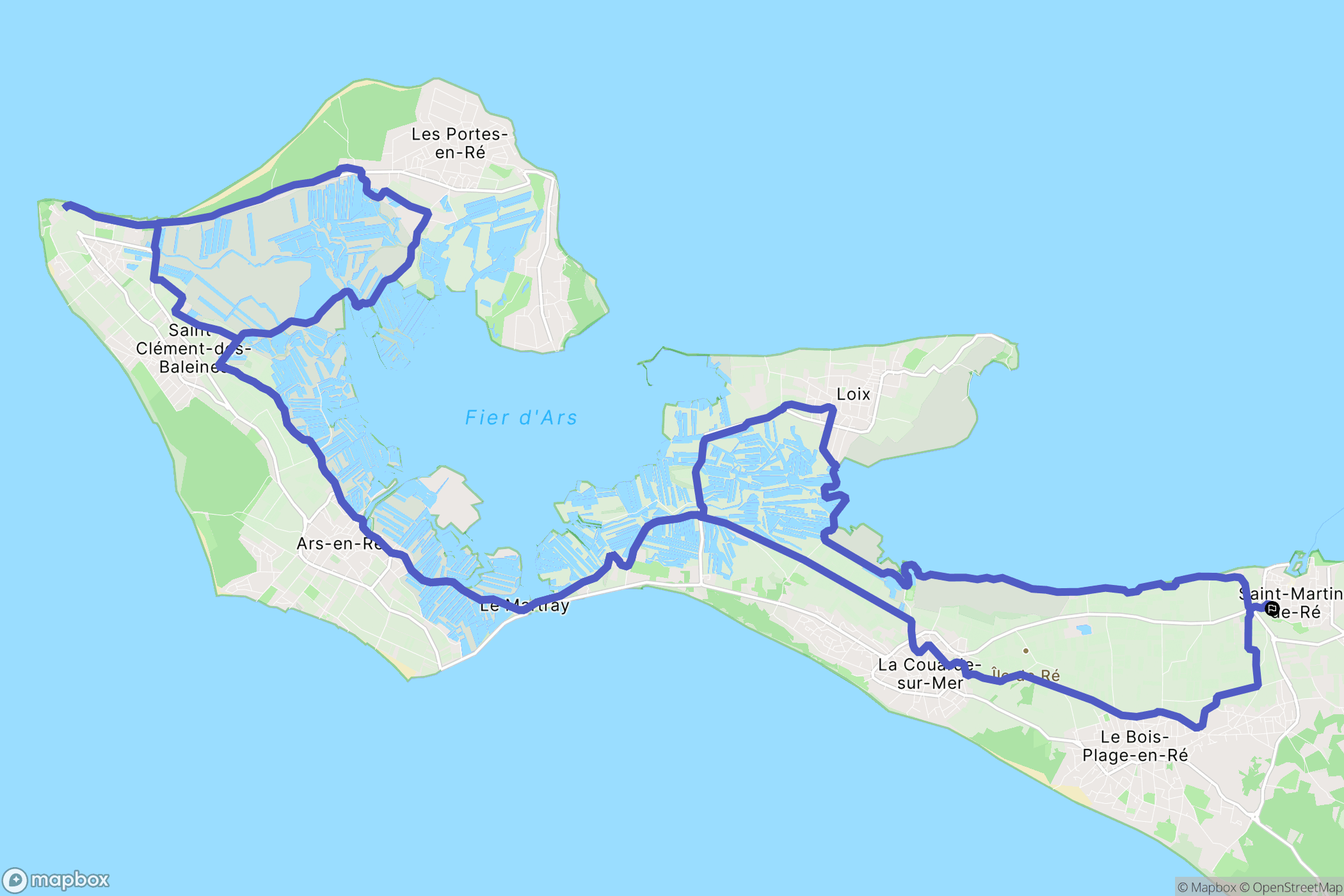 Saint-Martin-de-Ré : carte du parcours de randonnée - France