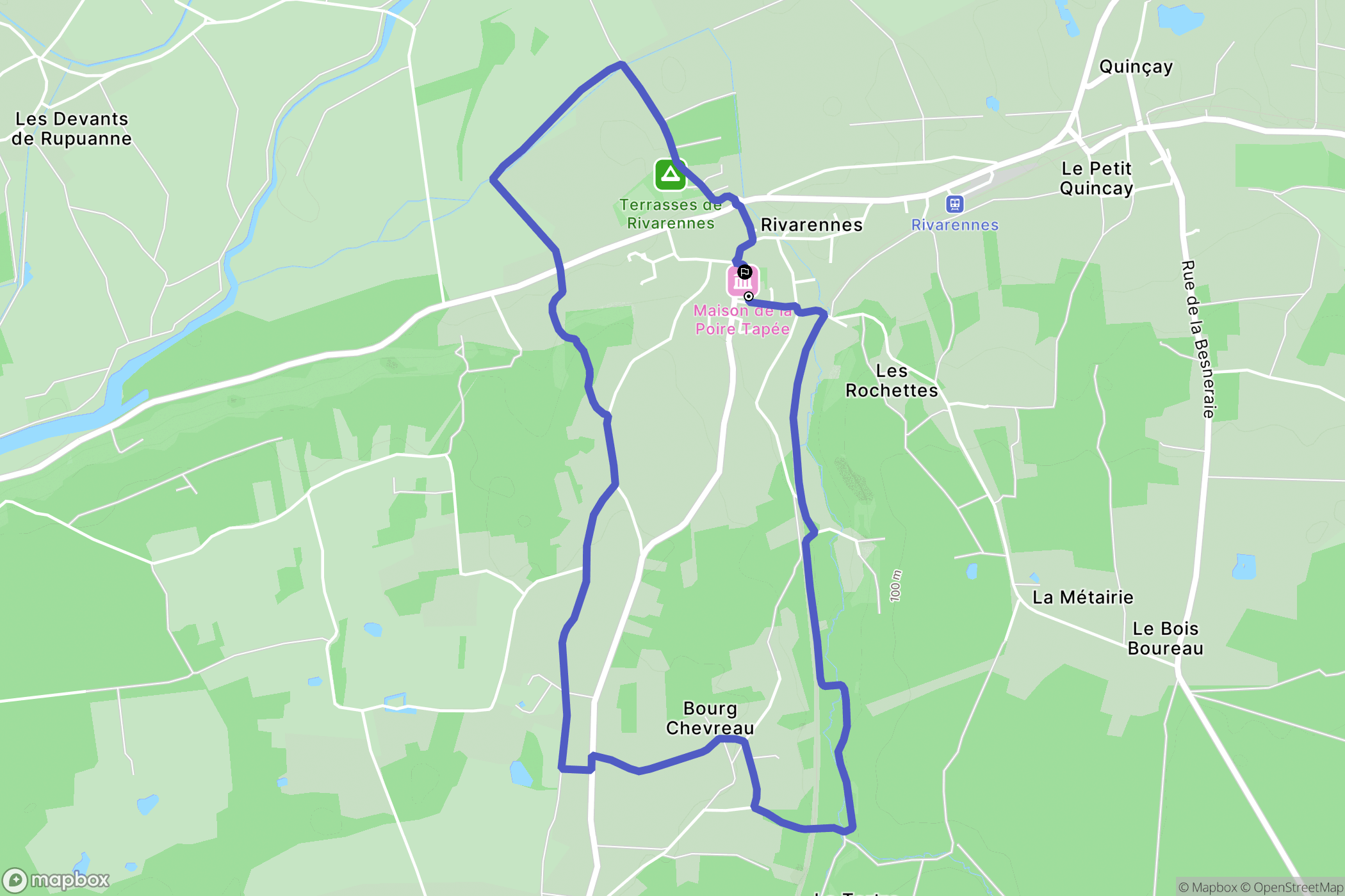 Rivarennes : carte du parcours de randonnée - France